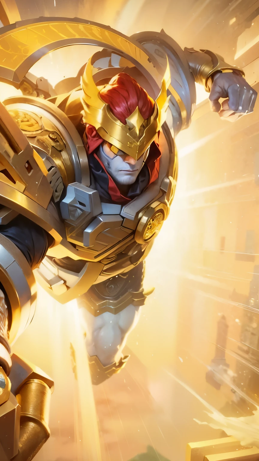 (Intricate Details, Masterpiece, Best Quality, High Resolution, 8k), (1man), (male:1.2), mature, dandy face, finely detailed eyes and face, toned body, masculine appeal, commanding presence, hot stud, bulging biceps and triceps, well-developed quadriceps and hamstrings, light skin, burgundy straight layered bangs hair, aquamarine eyes,  ornate details,  portrait, solo, half shot, looking down, detailed background, detailed face, (cogpunkai, cogpunk theme:1.1),  tech-mage,   [magic|technology], melding of spellcraft and advanced technology,  intricate [spellcasting clothes|mechanical gear], gear shaped glyphs,  ancient crystals,  [gears|ancient spell],  floating particles,  [innovative|enchanting] aura, high tech vehicle in background,   , finely detailed background, Depth of Field, VFX, young man and handsome
