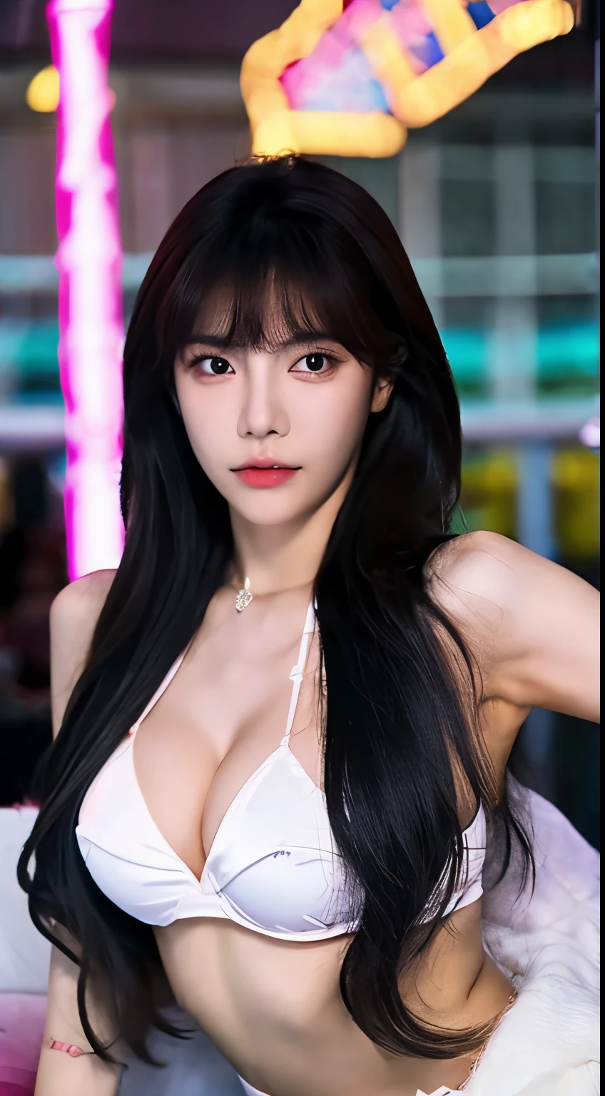 Korean woman with cow bikini, rosto da Jennie do Black pink junto com da Sana do duas vezes