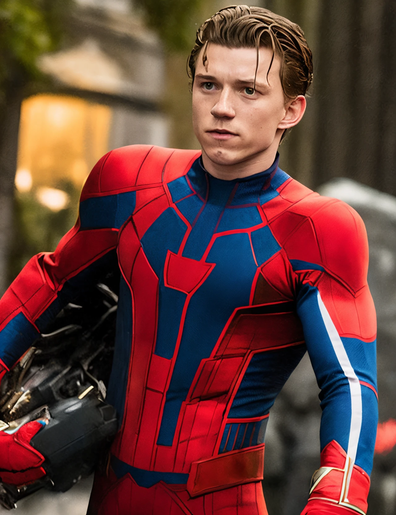 tom holland with spuder man suit