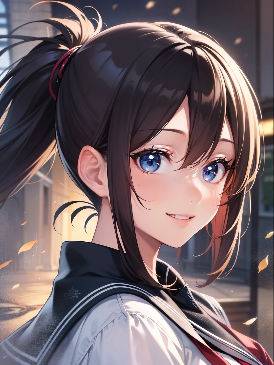 ((Best Quality)), (Best Masterpiece)), (Details:1.4),32k,Best Anime,Sharpness,Best Wallpaper,Wind Operation:0.9,(2 Schoolgirls),Smiling,Schoolyard,Sunlight, (Indestructible Perfect Anatomy),(Beautiful eyes with detailed detail, shiny black),(Beautiful uniform with detailed and detailed),(Glossy shortcut,Center parting)