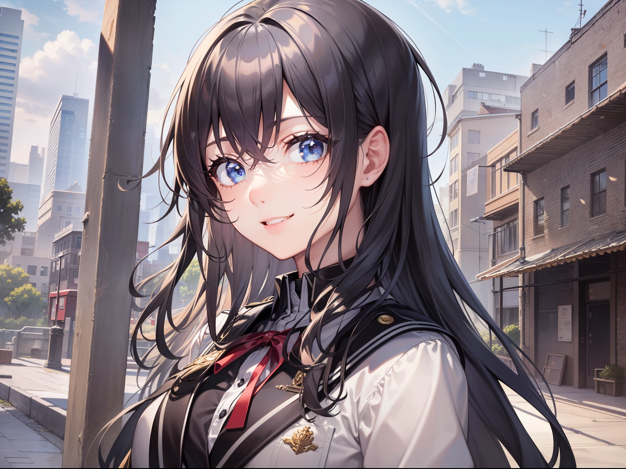 ((Best Quality)), (Best Masterpiece)), (Details:1.4),32k,Best Anime,Sharpness,Best Wallpaper,Wind Operation:0.9,(2 Schoolgirls),Smiling,Schoolyard,Sunlight, (Indestructible Perfect Anatomy),(Beautiful eyes with detailed detail, shiny black),(Beautiful uniform with detailed and detailed),(Glossy shortcut,Center parting)