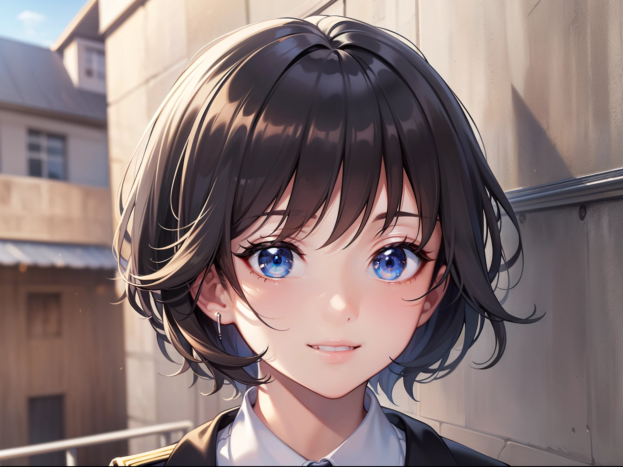 ((Best Quality)), (Best Masterpiece)), (Details:1.4),32k,Best Anime,Sharpness,Best Wallpaper,Wind Operation:0.9,(2 Schoolgirls),Smiling,Schoolyard,Sunlight, (Indestructible Perfect Anatomy),(Beautiful eyes with detailed detail, shiny black),(Beautiful uniform with detailed and detailed),(Glossy shortcut,Center parting)