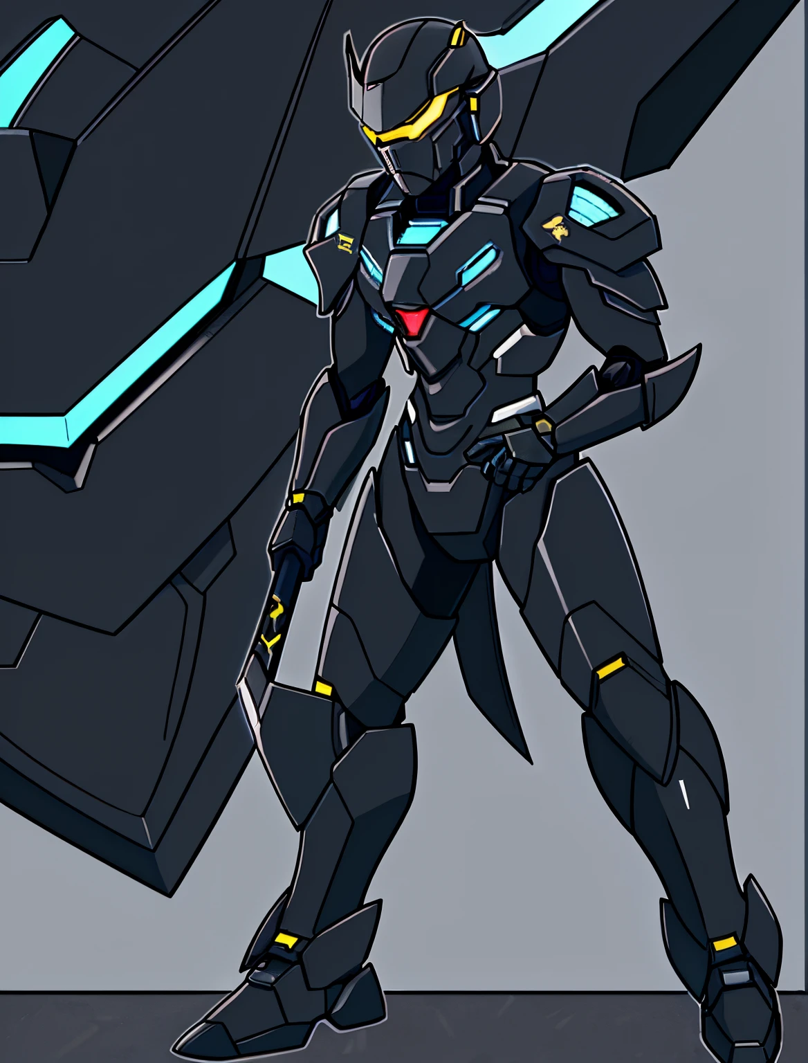 a close up of a man in a suit with a sword, streamlined matte black armor, sharp sleek edged black armor, mecha suit, stealth suit, cyber fight armor, full body mecha suit, mjolnir armor from halo infinite, sharp edged black armor, obsidians skin, sigma from overwatch, sharp black armor, cyber suit, clothed in stealth armor