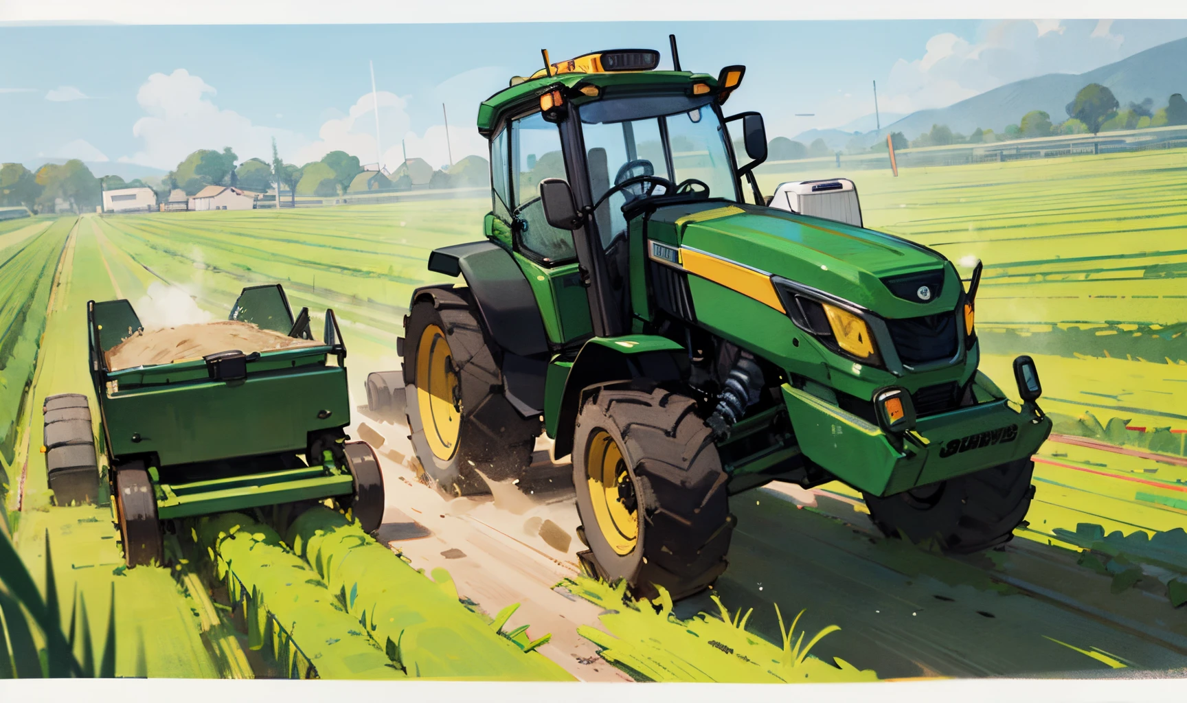 Agriculteur with a jogn deere attached to a charrue