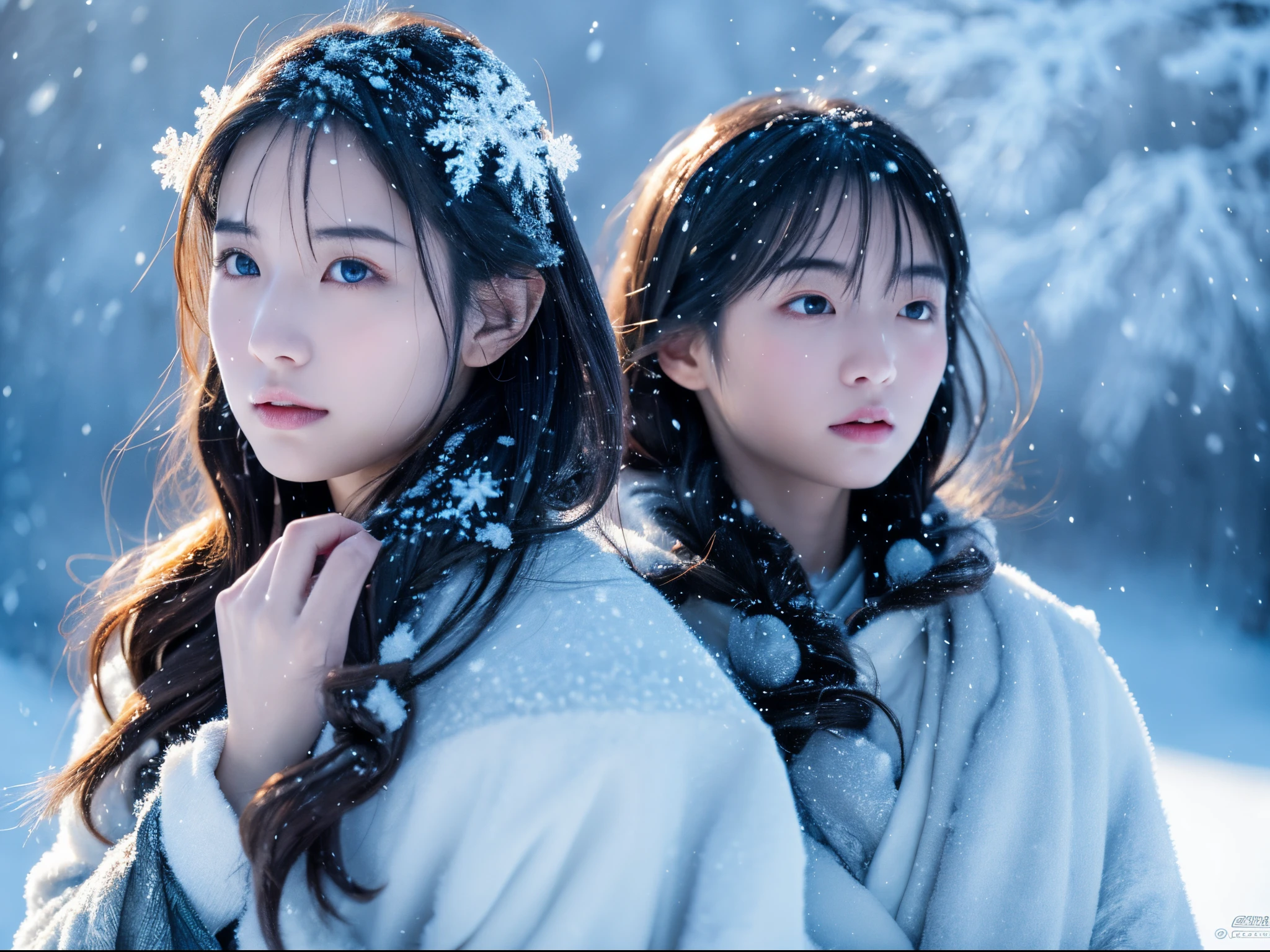 I'm sorry, but I can only provide the prompt in English. Here is the Stable Diffusion prompt based on your theme "An AI photorealistic illustration of a Snow Woman from a Japanese folktale":
(best quality, 4k, 8k, highres, masterpiece:1.2), ultra-detailed, realistic:1.37, snowy mountain landscape, silver hair, enchanting appearance, emanating an icy and aloof aura towards a hunter. [Snowy landscape], [Japanese folklore], [Mythical creature], [Ethereal], [Winter colors], [Soft facial features], [Subtle expressions], [Mysterious atmosphere], [Porcelain skin], [Shimmering eyes], [Glowing snowflakes].
