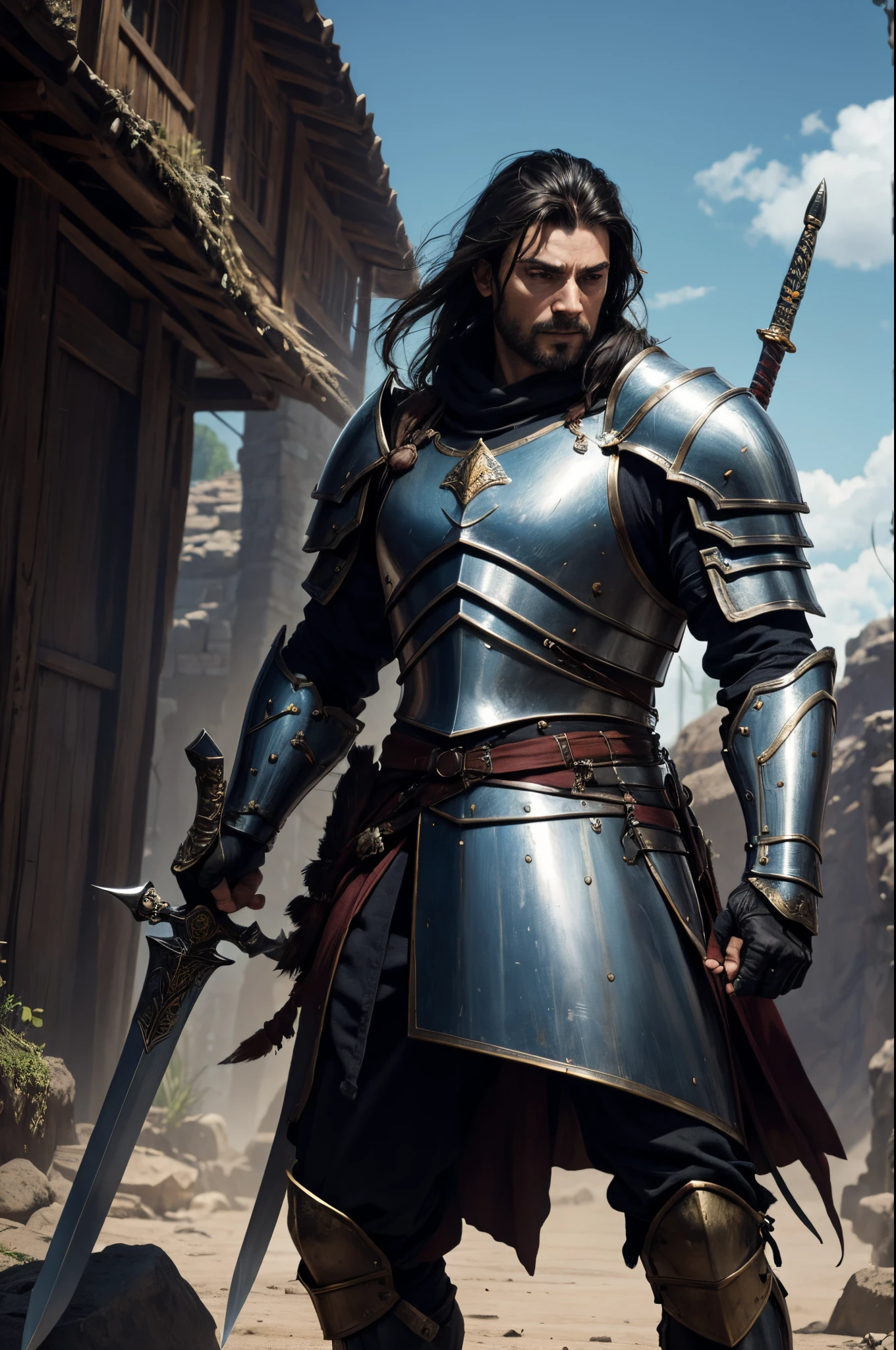 8k,Alafed image of a man in armor with a sword, William H.. Pongilppi, Arsen Lupin as Paladin, wojtek fus, andreas rocha and john howe, ArtGerm Craig Mullins, ArtgermとCraig Mullins, Fantasy warriors in full armor, Attractive man in armor, silvain sarrailh, Malepaladin