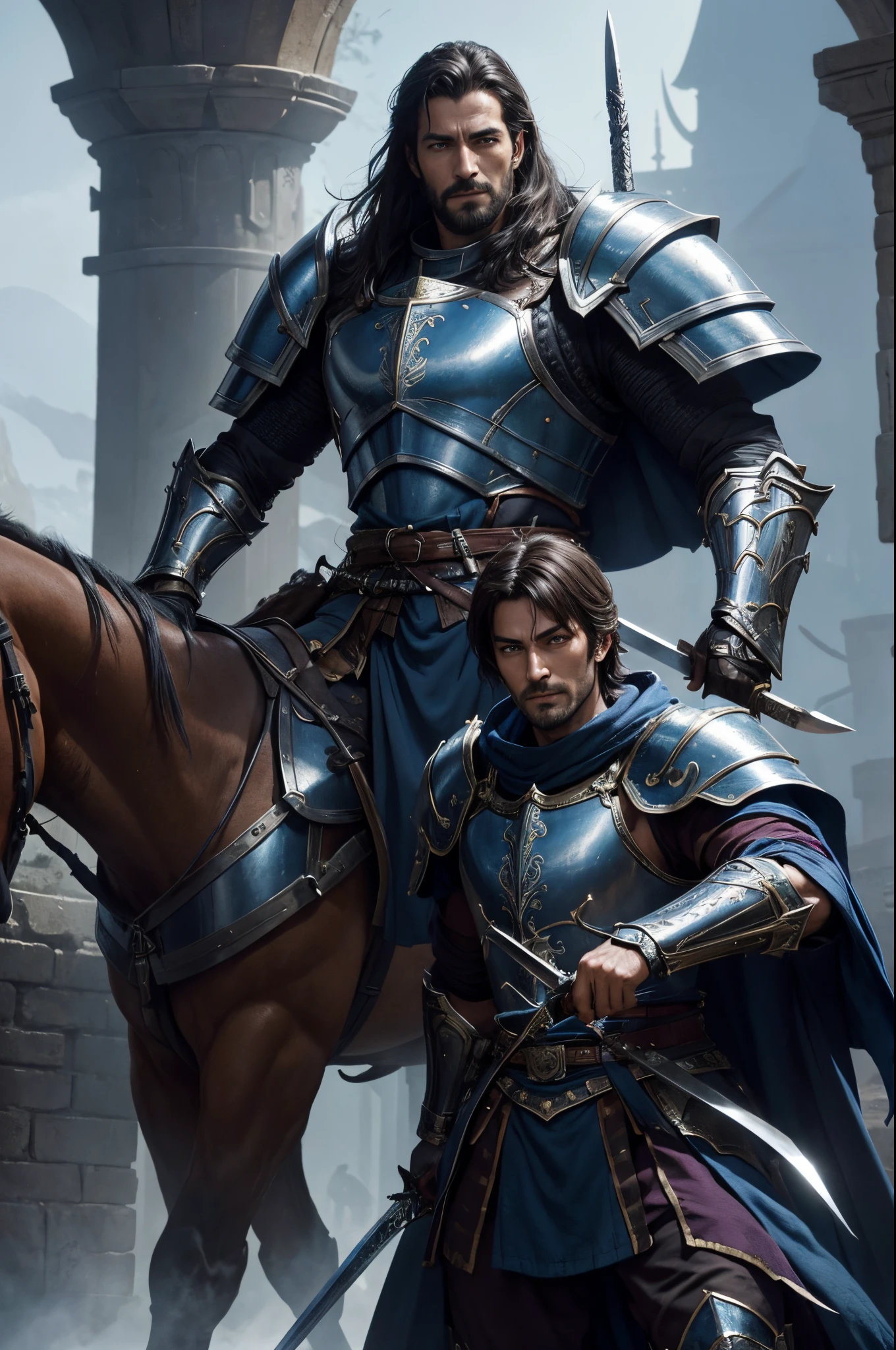 8K,Arafed image of a man in armor holding a holy sword, Super handsome,Paladin,William H.. Pongilppi, Arsen Lupin as Paladin, wojtek fus, andreas rocha and john howe, ArtGerm Craig Mullins, ArtgermとCraig Mullins, Fantasy warriors in full armor, Attractive man in armor, silvain sarrailh, Malepaladin,Beautiful expression,
