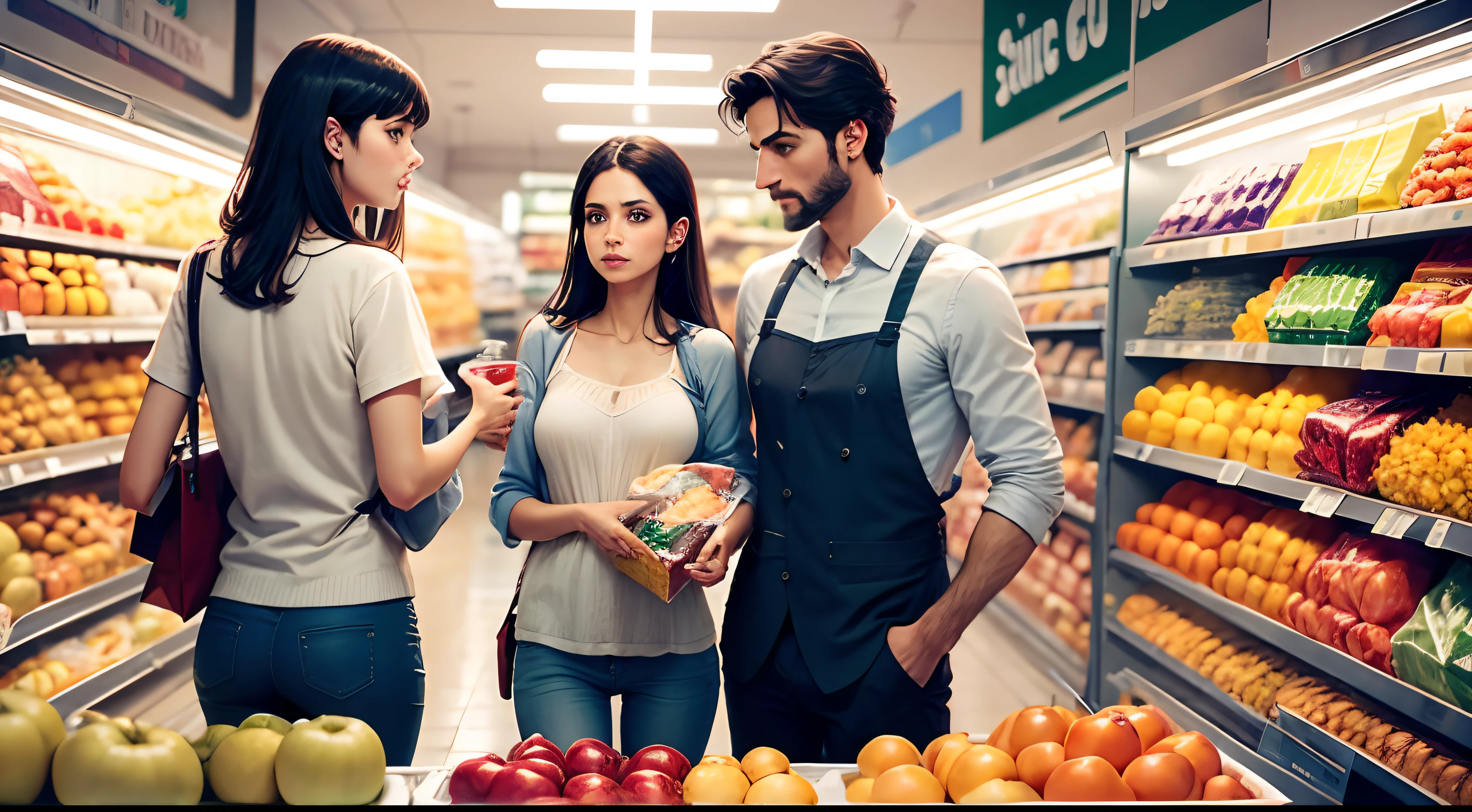 Italian family shopping at supermarket