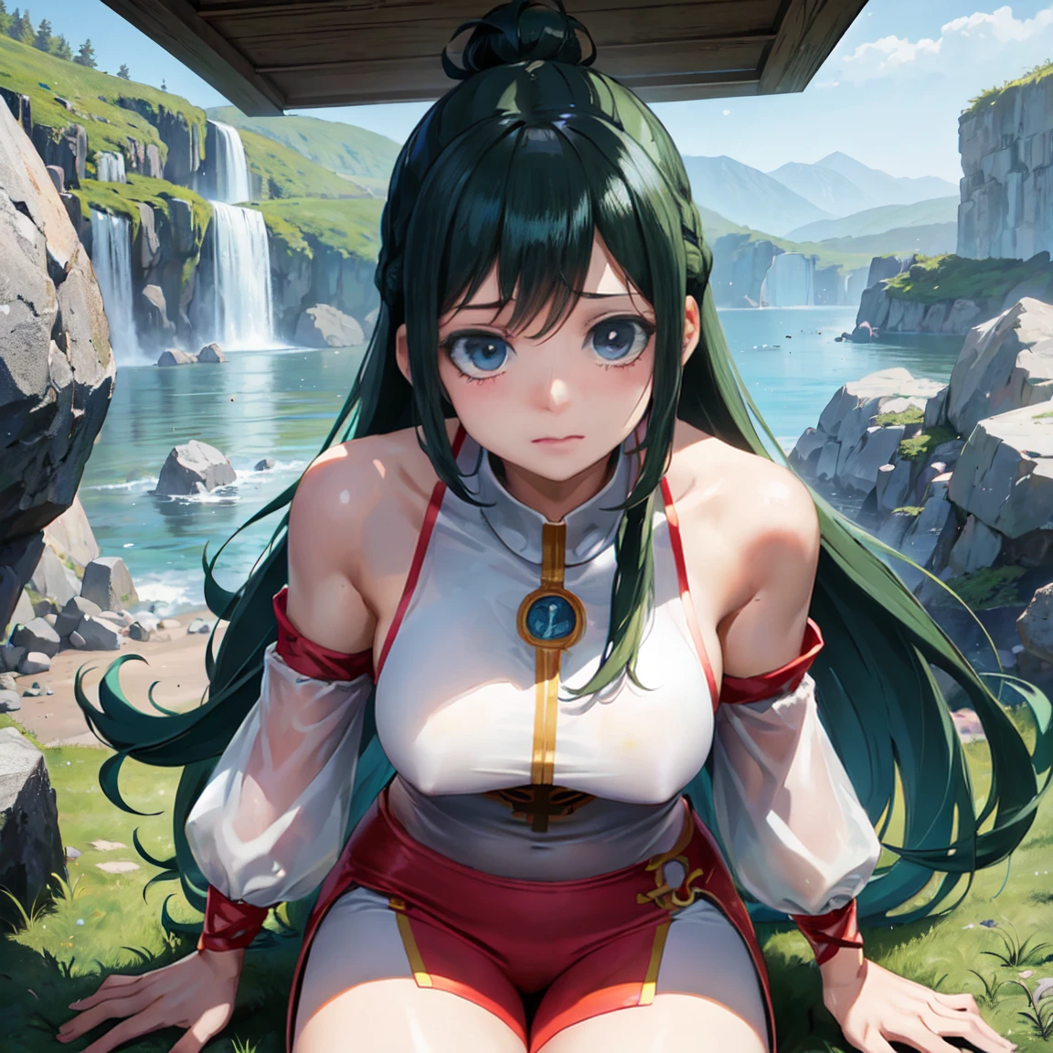 Anko midoriya,ultra detalhe, high resolution, ultra detalhado, best quality, Amazing, Qualidade Superior, 1Mulher, Posar, Dwarf, Female dwarf, fantasia, plaits, corpulento, tipo de corpo largo, seios grandes, Seios enormes, breasts larger than the head, quadris largos, curto, Pilha curta, mountain dwarf, Pants, janela do peito, cabelos pretos longos, braided hair, 5 feet tall, altura curta, sexy, grosso, musculoso, seios, Peitos grandes, peitos grandes, peitos enormes, peitos maiores, Corpo robusto, corpo largo, buxom, agachamento, corpo largo