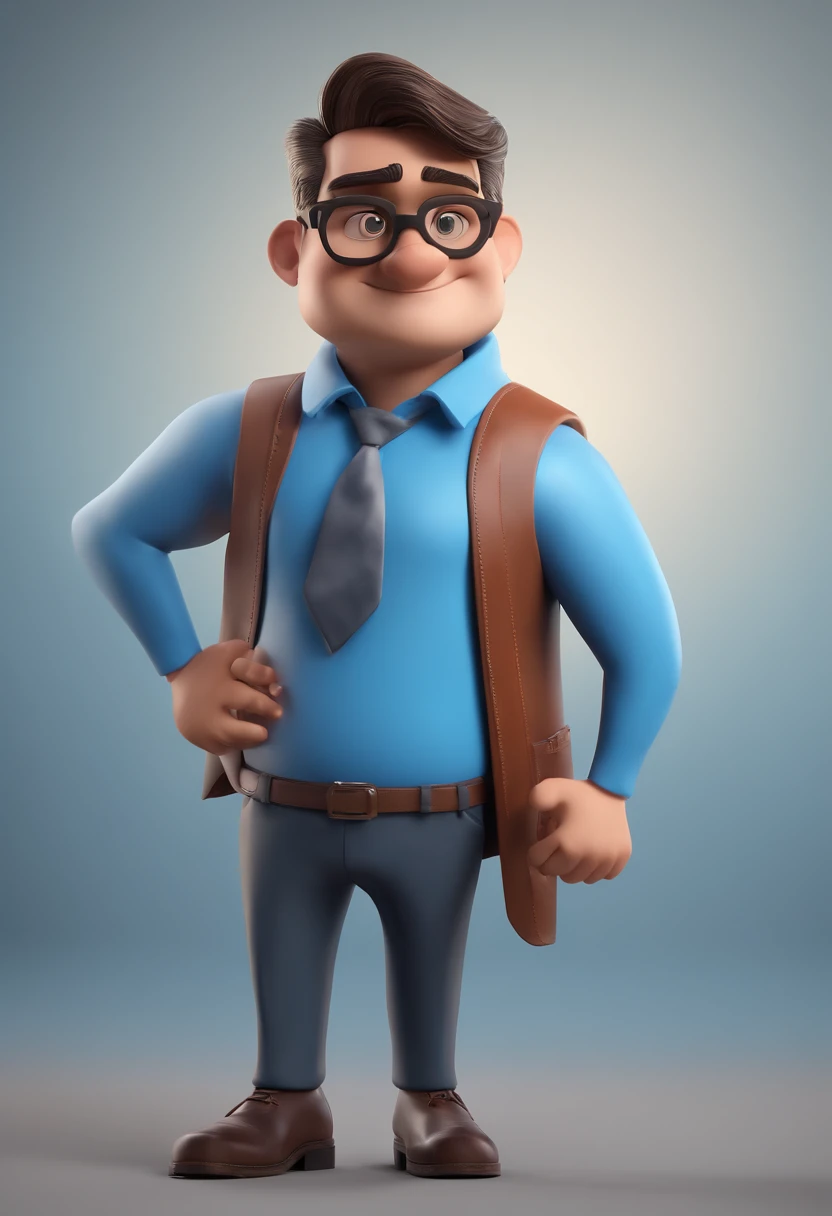 Cartoon character of a man with black glasses and a blue shirt, animation character, Caractere estilizado, animation style rendering, 3D estilizado, Arnold Maya render, 3 d render stylized, toon render keyshot, Personagem 3D, Personagem 3D, 3d rendering stylized, 3 d character render, personagem de desenho animado, Personagem de close up, Pose de personagem, (Estilo Pixar) (master part:1.2) (Bokeh) (best quality) (pele detalhada) (textura detalhada) (8k) (argila) (Cinematic lighting) (foco nítido