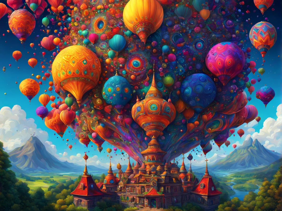 village, art by (Akrokan), mesmerizing digital painting, vivid colors, elaborate, breathtaking, chromatic nanotechnology, magnificent, iridescent particles, mesmerizing pattern of kaleidoscopic colors, nanotechnological display, vibrant hues, (detailed:1.4), best quality, particles, digital painting, H!D