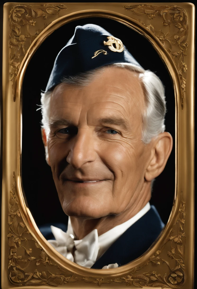 A photo of a vintage film camera,original,Hugh Hefner, the founder of Playboy magazine, was known for his distinctive appearance: often clad in luxurious silk pajamas or a smoking jacket, paired with a sailor’s cap or a smoking pipe, projecting an image of casual opulence. He maintained a well-groomed look with his hair neatly combed back, and later in life, he was recognized by his mature, yet charming demeanor.
