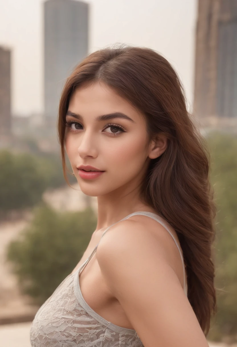 ((iraqi dark skin, iraqi attractive 18 year old teen)), ((her beauty is undeniable)), ((excited cute face)), ((hyper detailed perfect eyes,)), ((cute pose)), ((tongue out)), ((seductive )), sexy, (( tight mesh shirt, sexy short shorts)), (( ponytail hair,)), (( skin)), ((standing, front view)), ((touching her own legs in a sexy pose)), ((outdoors, public city)), sharp focus cgi, photorealistic, high detail, realistic, masterpiece, absurdres, best quality, HDR, high quality, high-definition, extremely detailed, 8k wallpaper, intricate details, 8K uhd, Full-HD, (realistic photo:1.2), contrast, harsh lighting, cinematic lighting, natural lighting, hard light, backlighting, global illumination, ambient occlusion