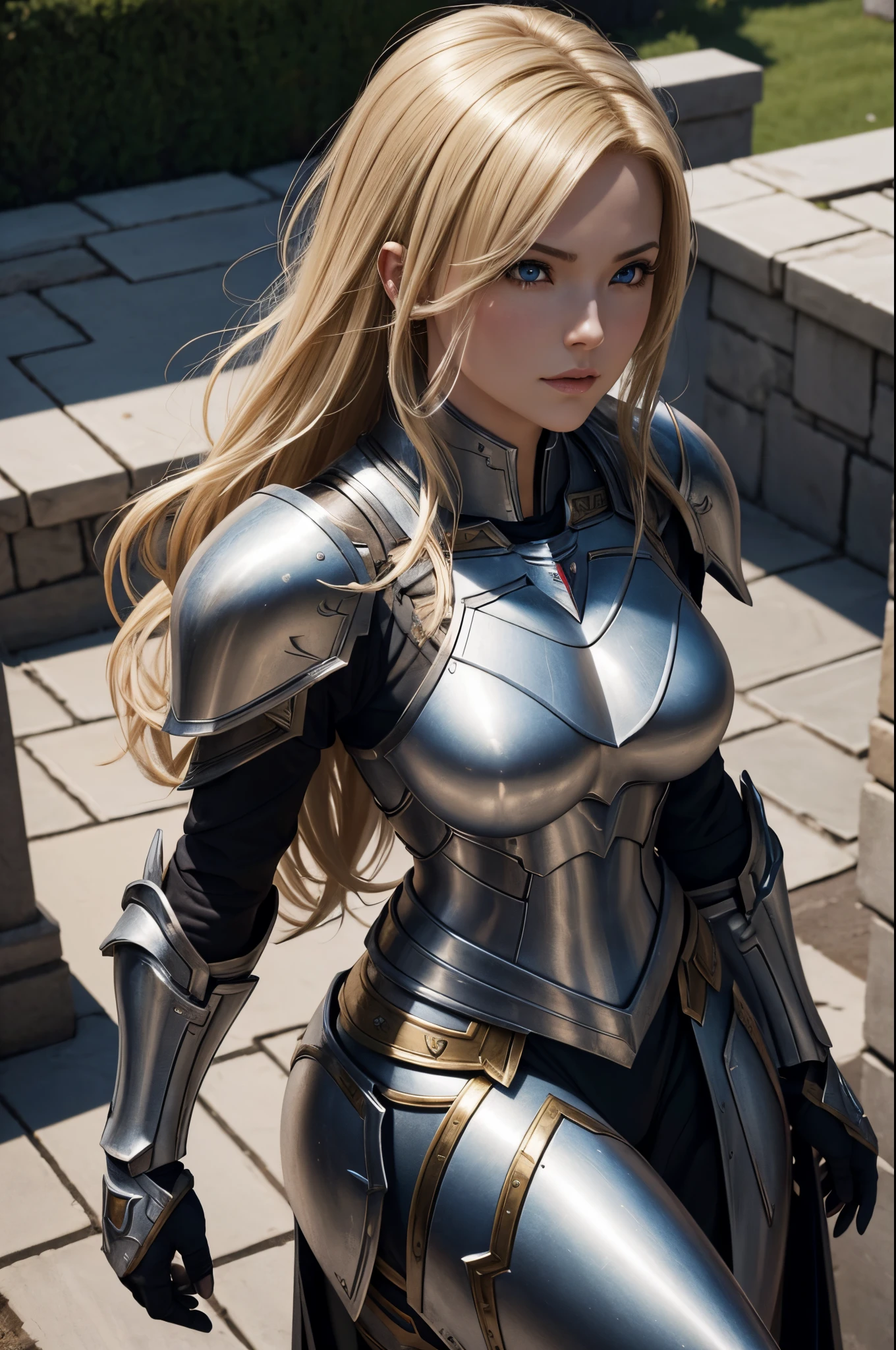 8K,Blonde woman in armor posing in front of a castle, artgerm julie bell beeple, portrait knight female, portrait of female paladin, Alexandra Fomina Artstation, artgerm portrait, artgerm and wlop, ArtGerm ; 3d unreal engine, wlop and ArtGerm, ig model | ArtGerm, Gorgeous Female Paladin,超A high resolution,super realistic skin,tiny chest,