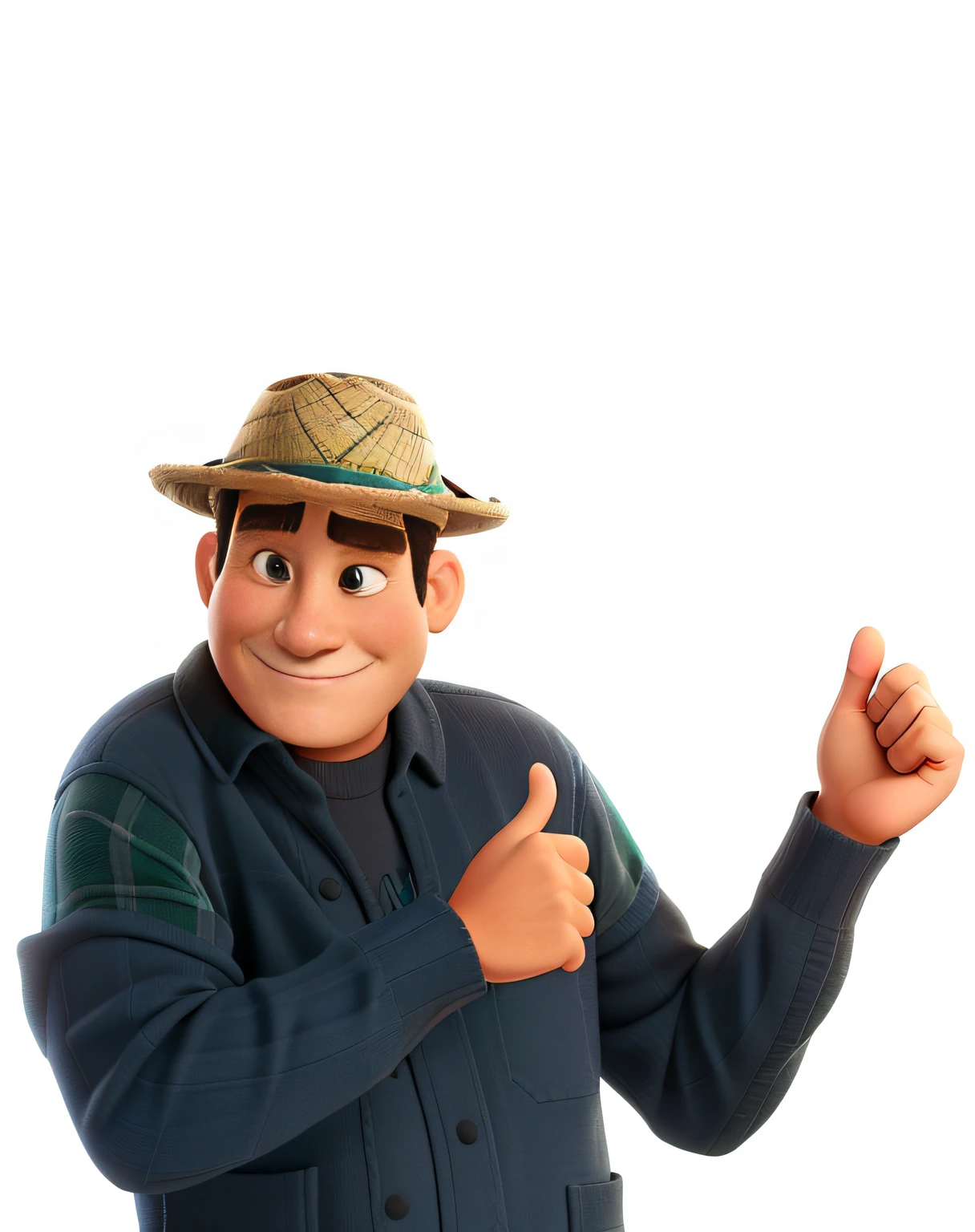Um homem pardo estilo disney pixar, cabelos cacheado, with a northeastern brazilian hat in a high quality interior setting, melhor qualidade