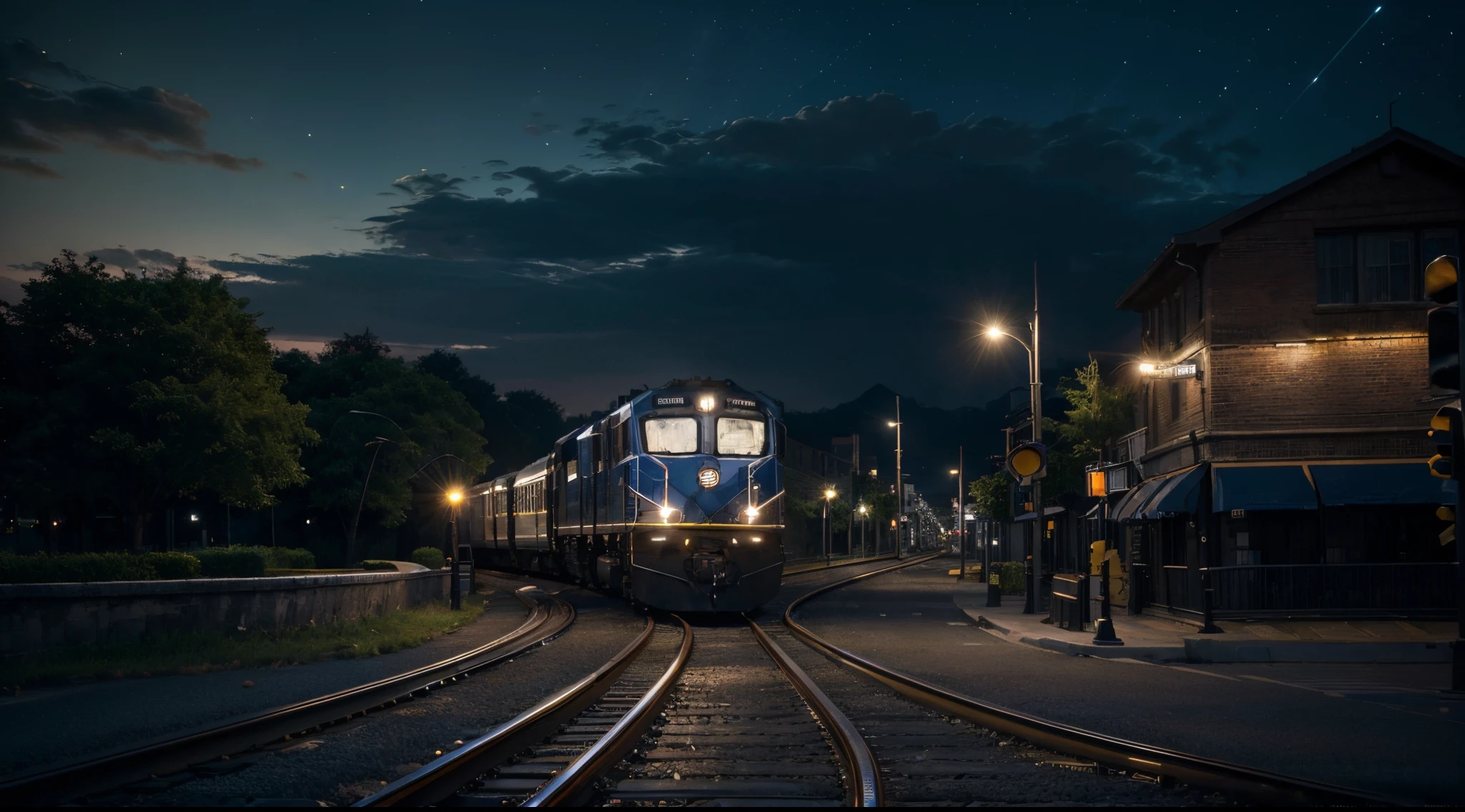 "Generate an ultra-detailed 4k CGI masterpiece (1.2 aspect ratio) featuring a train in a futuristic, post-apocalyptic city. Include (((highly detailed))) elements like ruins, shattered glass, and decaying buildings. Utilize cinematic lighting with chiaroscuro and ray tracing for the (((best quality))). Create a highly atmospheric scene with vibrant colors, dynamic shadows, and reflections. Incorporate futuristic technology, sleek lines, and powerful engines for a (((masterpiece))). Add a sense of danger, speed, and adrenaline rush through motion blur and dynamic perspective. Three related artists are Beeple, Mike Winkelmann, and Vitaly Bulgarov."