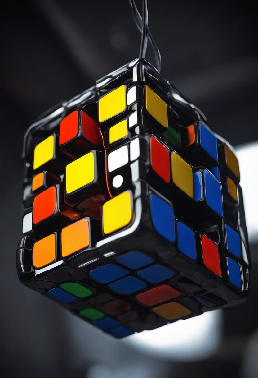 A close-up photo of a Rubik's cube in a state of disarray.,Portal series,GLaDOS is a robot suspended from the ceiling