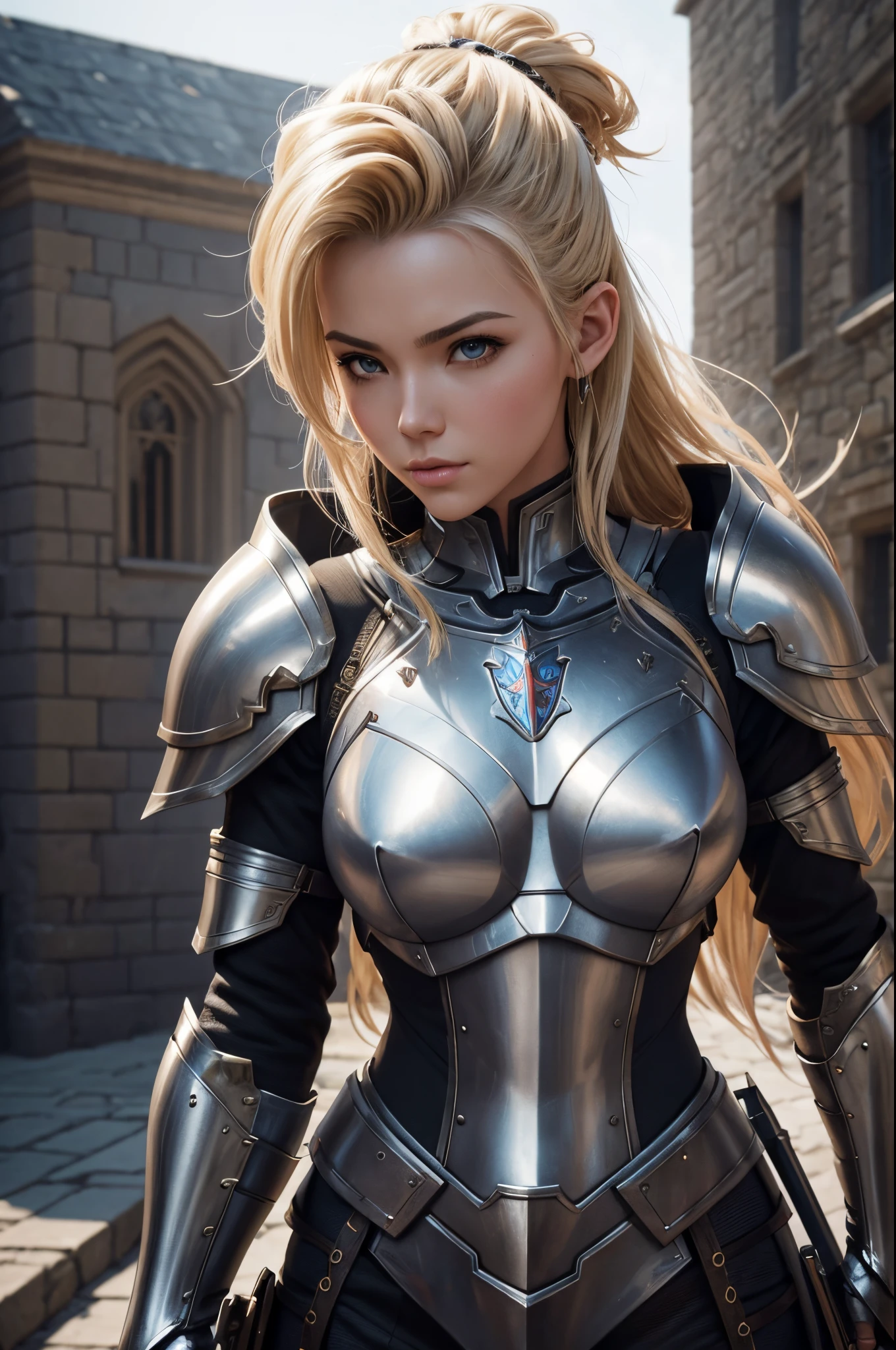 In 8K resolution(full bodyesbian:1.3)shots、splashart、Fantastic comic book style、Photorealistic and captivating look、Anatomical photorealistic digital painting(adult woman:1.3)Human portrait(AS-Adult:1.3)Red complex(heavily armored:1.3)and blonde hair(Dark and moody universe:1.3)、light particules、highlydetailed skin、samurais、extremely detailed eye、 (Elden Ring-style:1.1)、(warhammer style:1.3)、Concept Artist、globalillumination、depth of fields、splashart、Art by Artgerm and Greg Rutkowski and Viktoria Gavrilenko