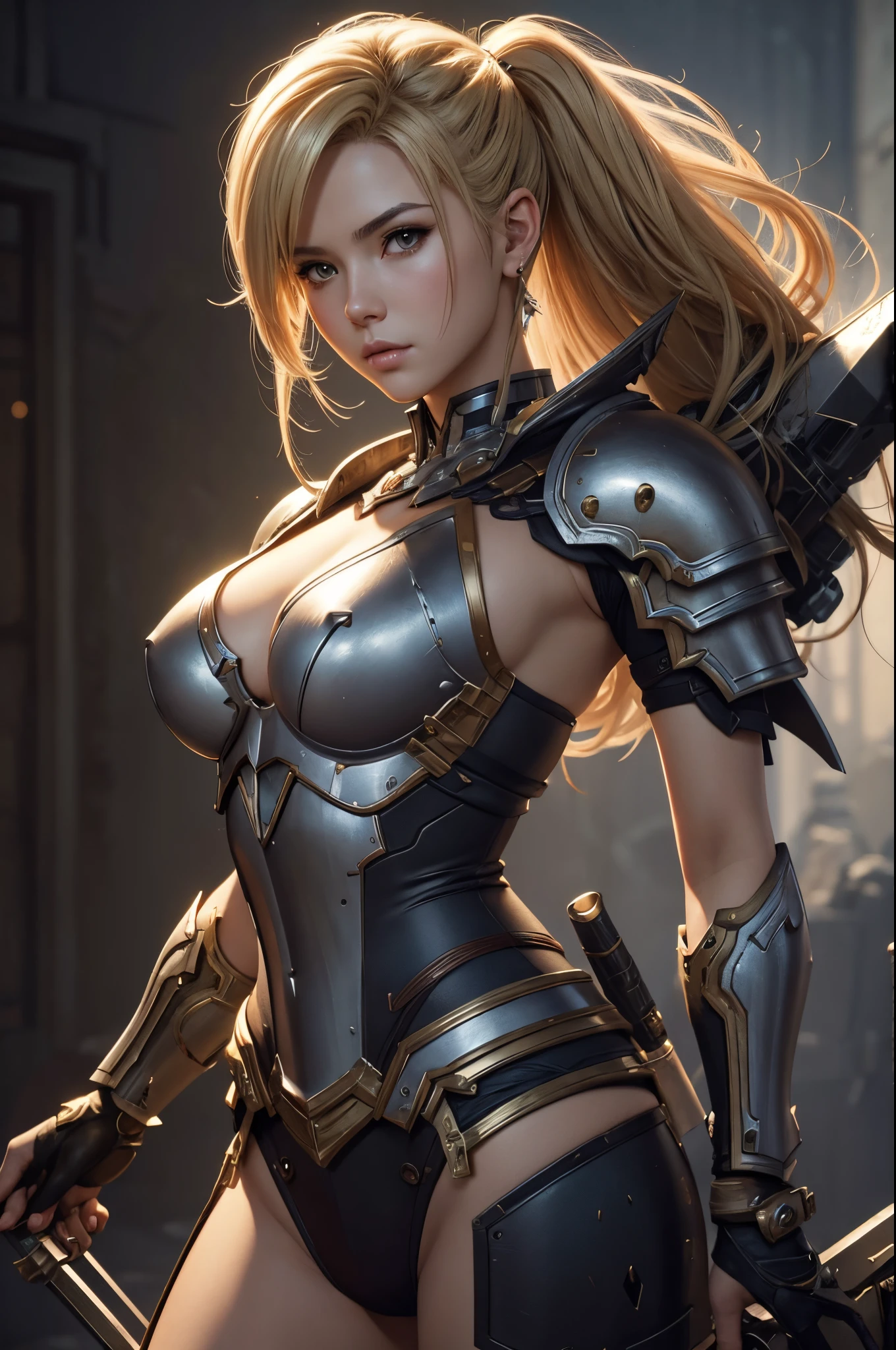 8K,small tits,A blonde mohawk-haired girl wearing a destroyed chest armor., artgerm julie bell beeple, Portrait of a girl holy knight with very small breasts, Portrait of a girl paladin, Alexandra Fomina Artstation, artgerm portrait, artgerm and wlop, ArtGerm ; 3d unreal engine, wlop and ArtGerm, ig model | ArtGerm, gorgeous girl paladin,超A high resolution,super realistic skin,tiny chest,enticing,Destroyed chest armor,exposed small breasts,