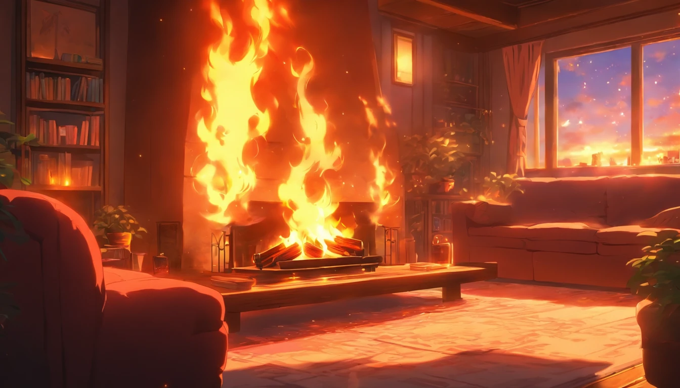 Large Comfortable fireplace in a living room