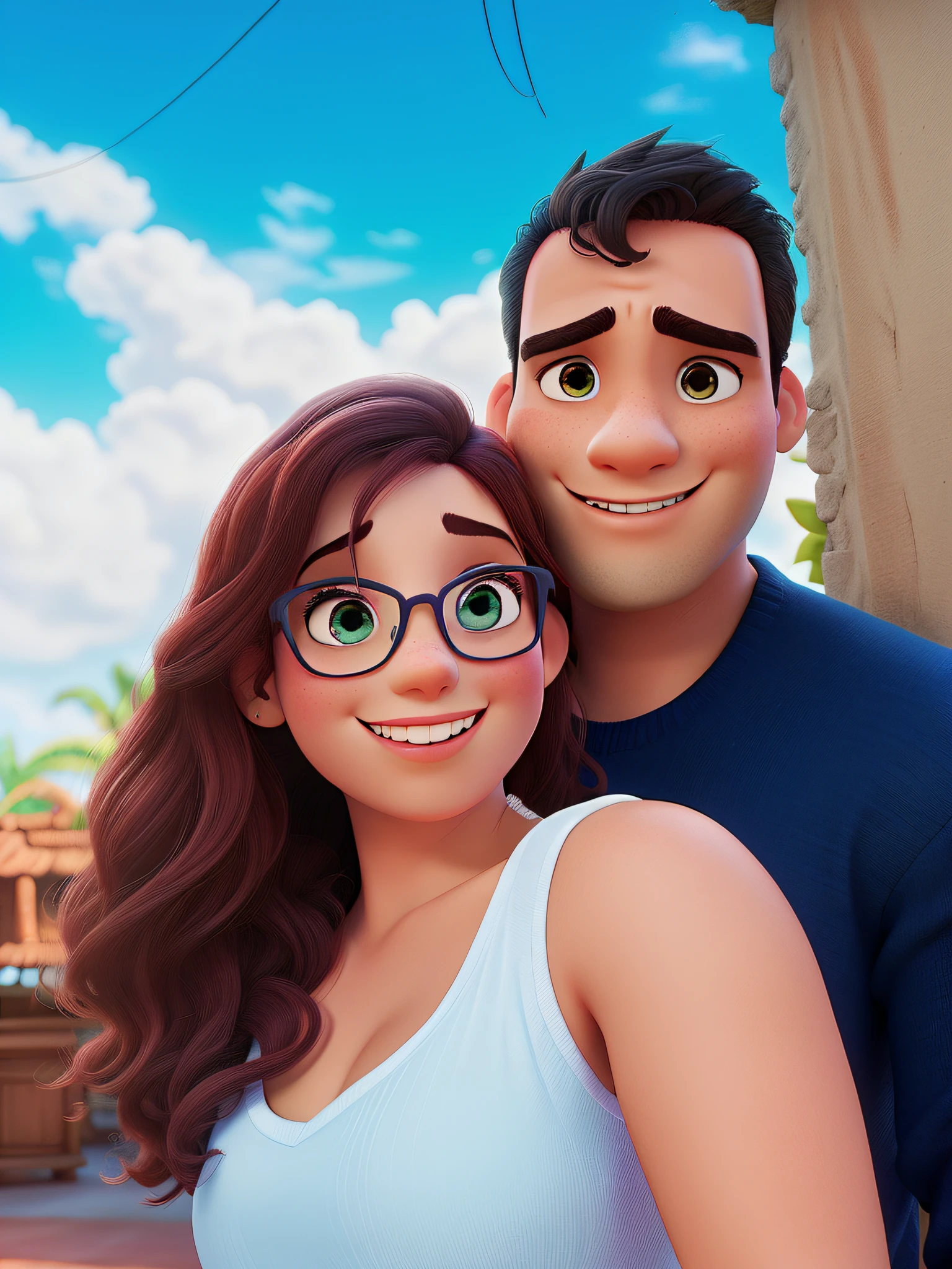 romantic couple, igual aos filmes Disney Pixar