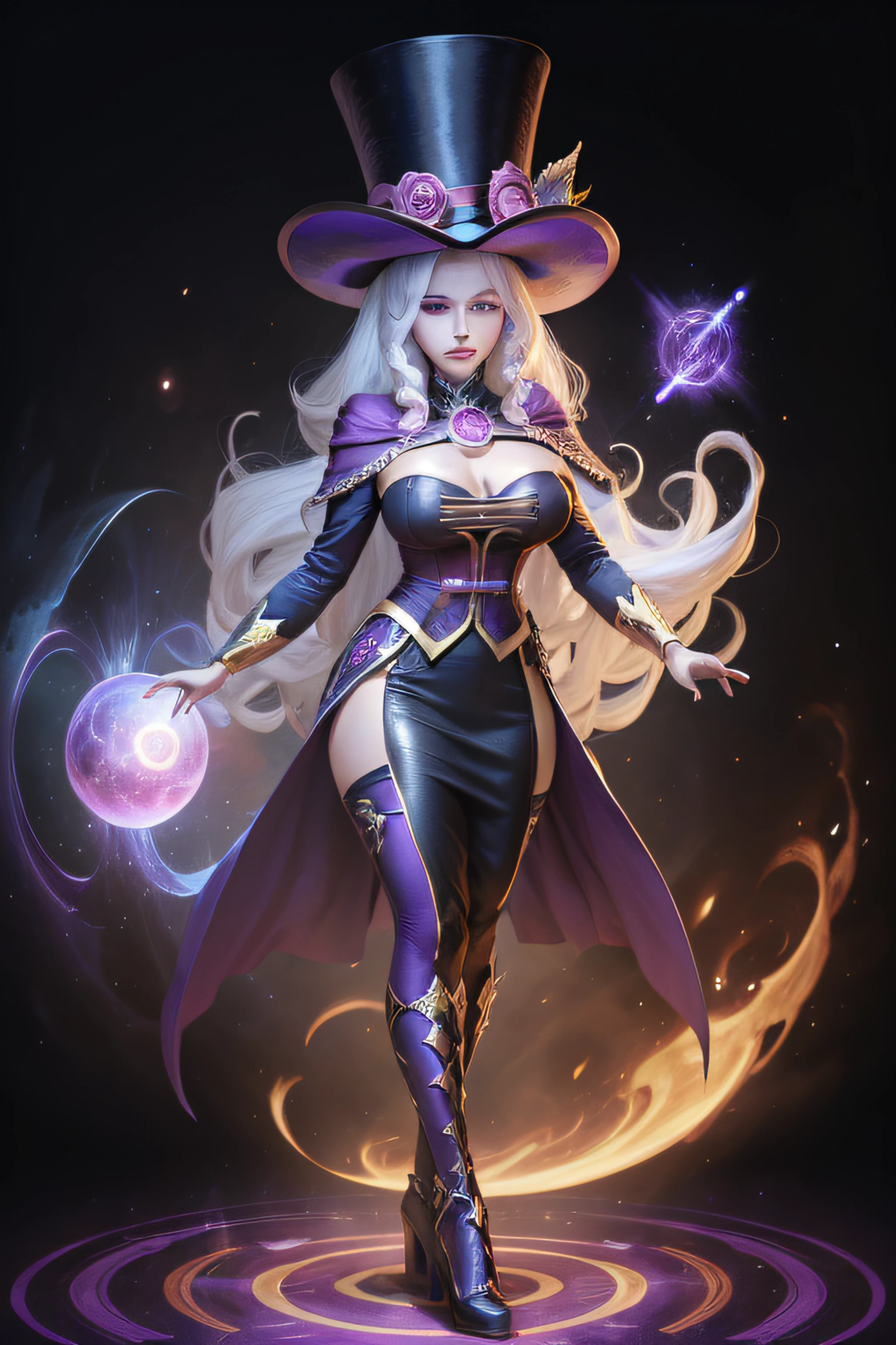 Supreme Trixie Lulamoon, big breasts, clothes with the integrated cosmos, costumes of the Supreme Dark Doctor Strange, large top hat, Alicorn Amulet, cosmic multivesal entity, Cosmic Powers, Omnipotent Powers of the Beyonder, astral regulator and the 6 gems of infinity, full body, High Definition, Ultra detail, High quality,