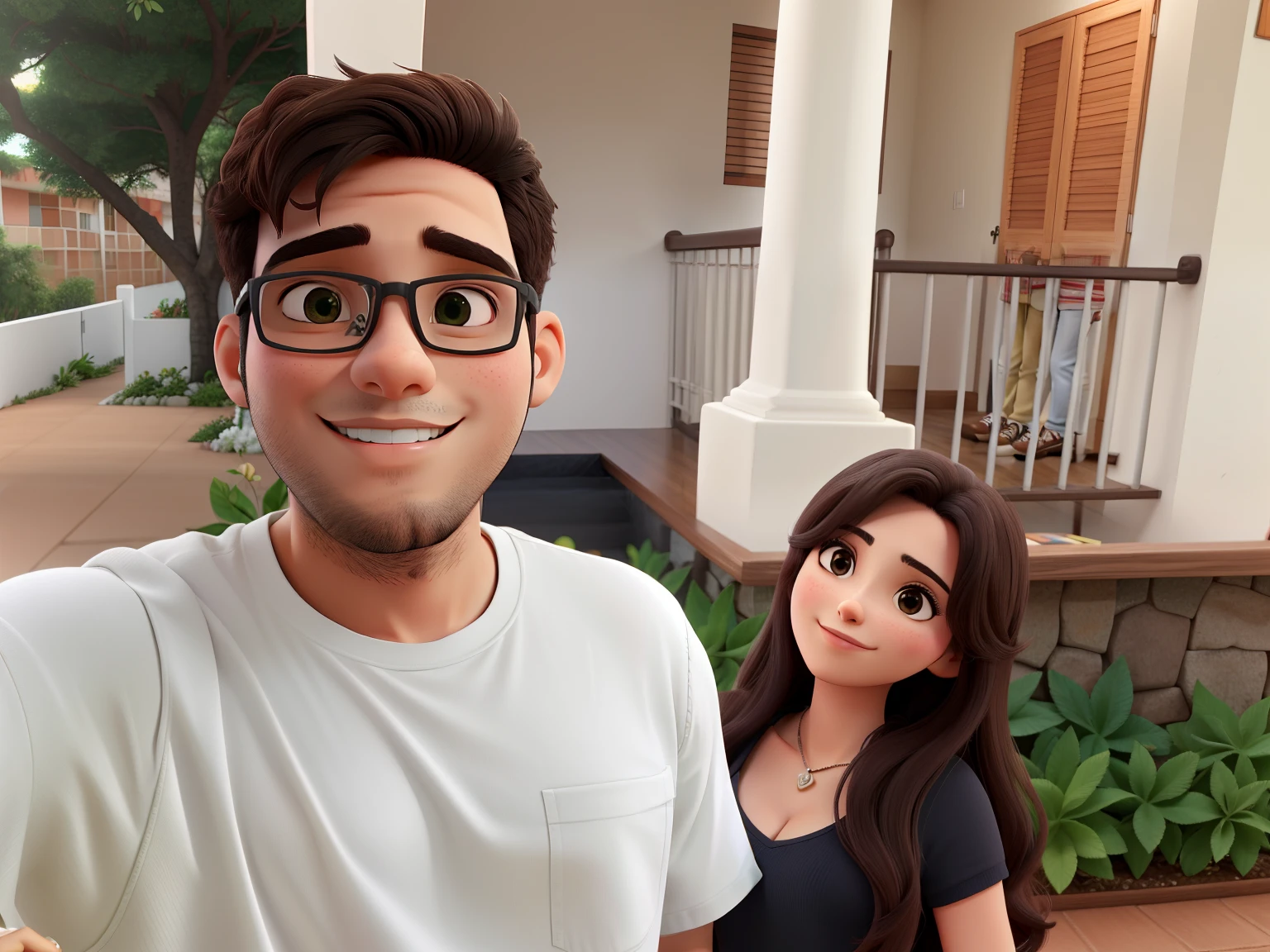 Um casal de namorados visitando um lindo nuseu