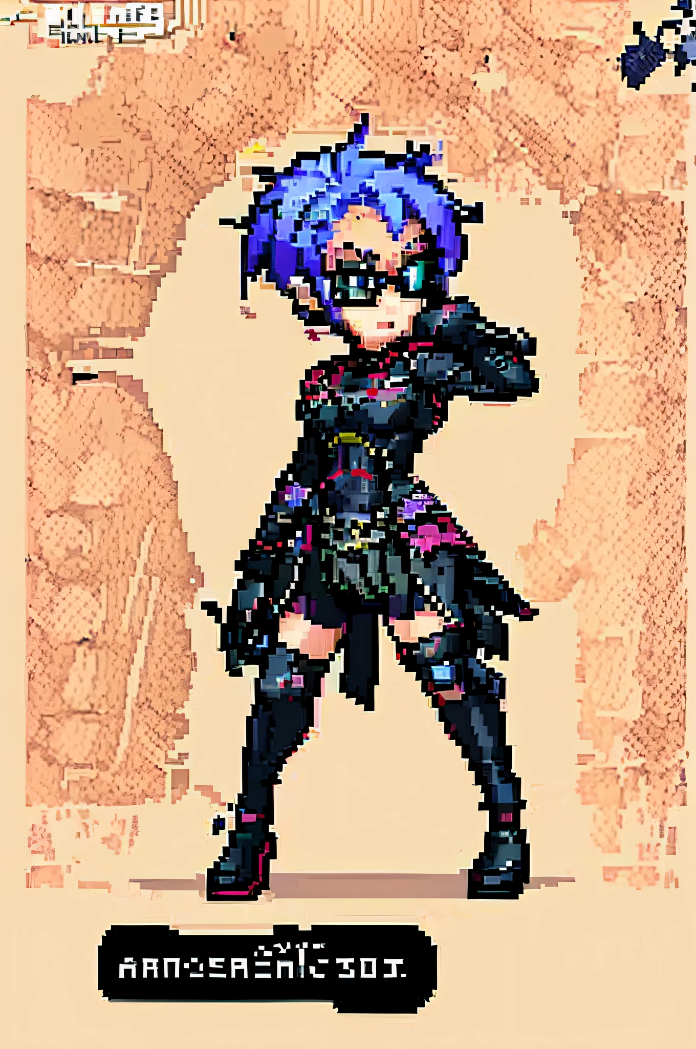 Men Punk Pink Mohawk Hair Black Skin Cycling Glasses Black Leather Clothes Spike Strap Steampunk Anarchist Holding Two Daggers