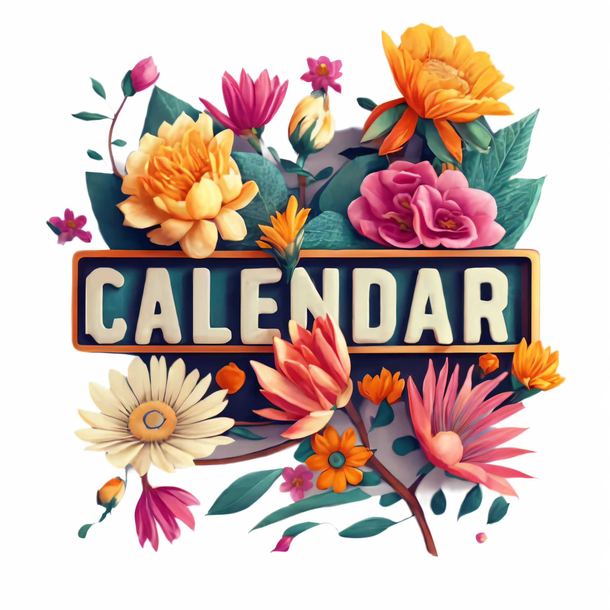 a close up of a calendar with flowers and leaves, female calendar, jen bartel, official artwork, detailed digital illustration, digital art illustration, procreate illustration, by Meredith Dillman, adobe illustrator art, made with illustrator, official illustration, by Galen Dara, by Andrei Kolkoutine, digital illustration, print!, on black background, phone wallpaper, floral flowers colorful
