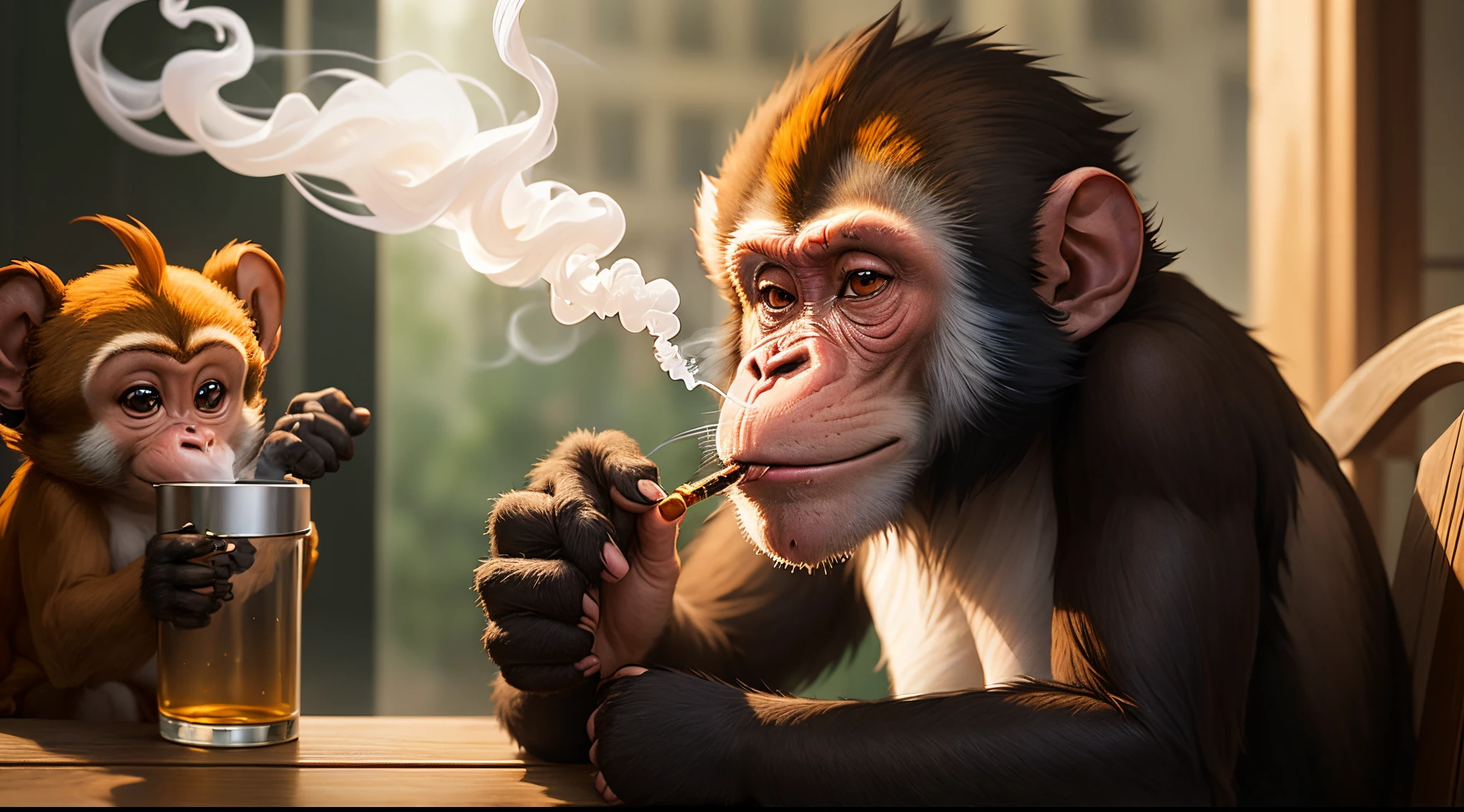 Monkey smoking