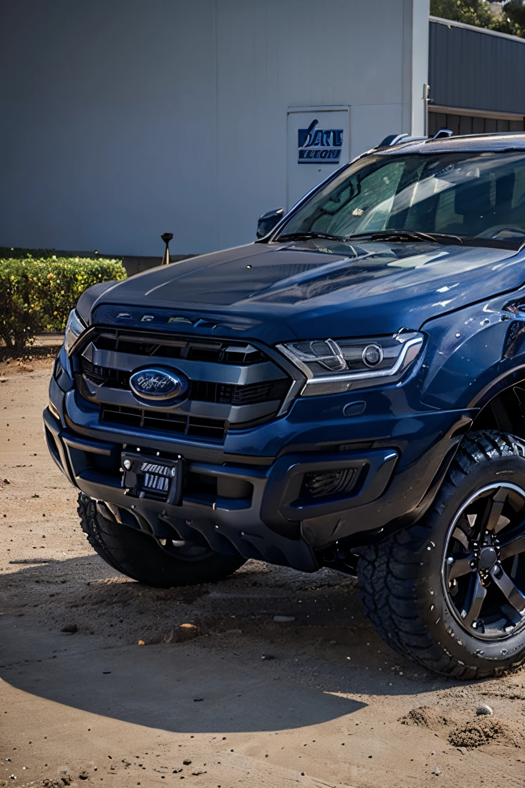 A 2020 navy blue ford Everest titanium, with 1.5 inch lift, an ARB 4X4 accessories bullbar, Disney Pixar cars, Disney cartoon