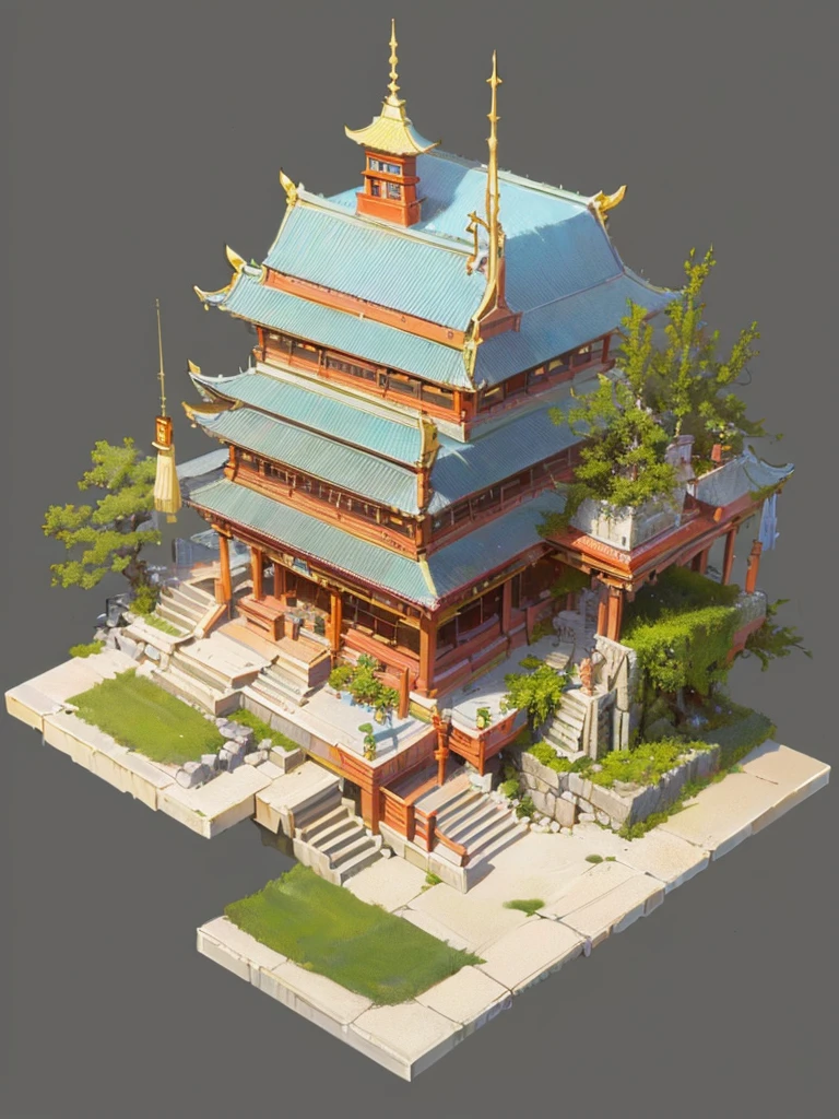 (isometric:1.5), (masterpiece, top quality, best quality, official art, beautiful and aesthetic:1.2),(16k, best quality, masterpiece:1.2),architecture, [:(black background:1.5):30],, east asian architecture, (simple background:1.5), scenery, no humans, stairs, building, wall, doorstep buildings, stairs, Chinese architecture