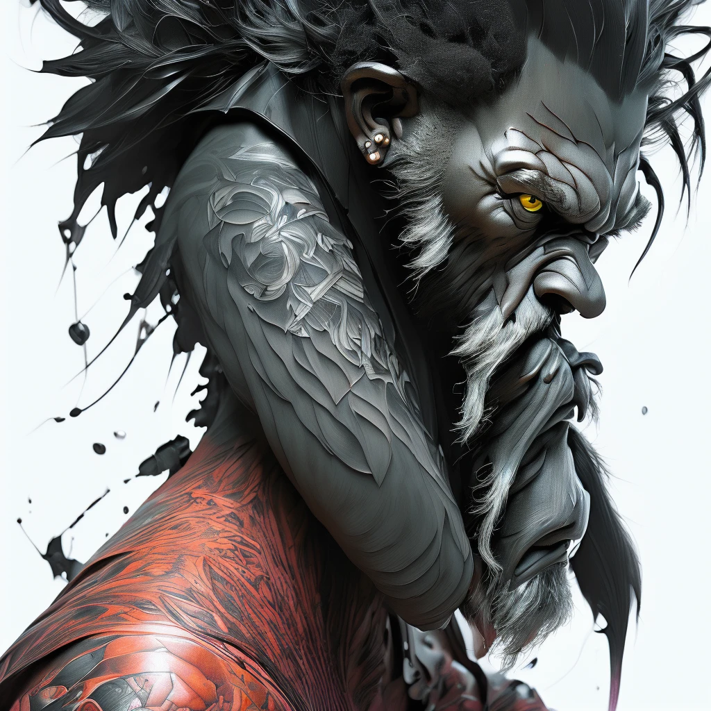 (best quality,4k,8k,Altas,master part:1.2),ultra-detalhado,(Realistic,fotorrealista,photo-realistic:1.37),lobo,Estilo Yoji Shinkawa,preto e branco,prints,super detalhado