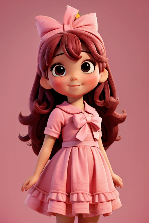 Bebe de 2 anos , pele clara, loira, pouco cabelinho, with pink bow' on the head , Body rosa, mandando beijo,