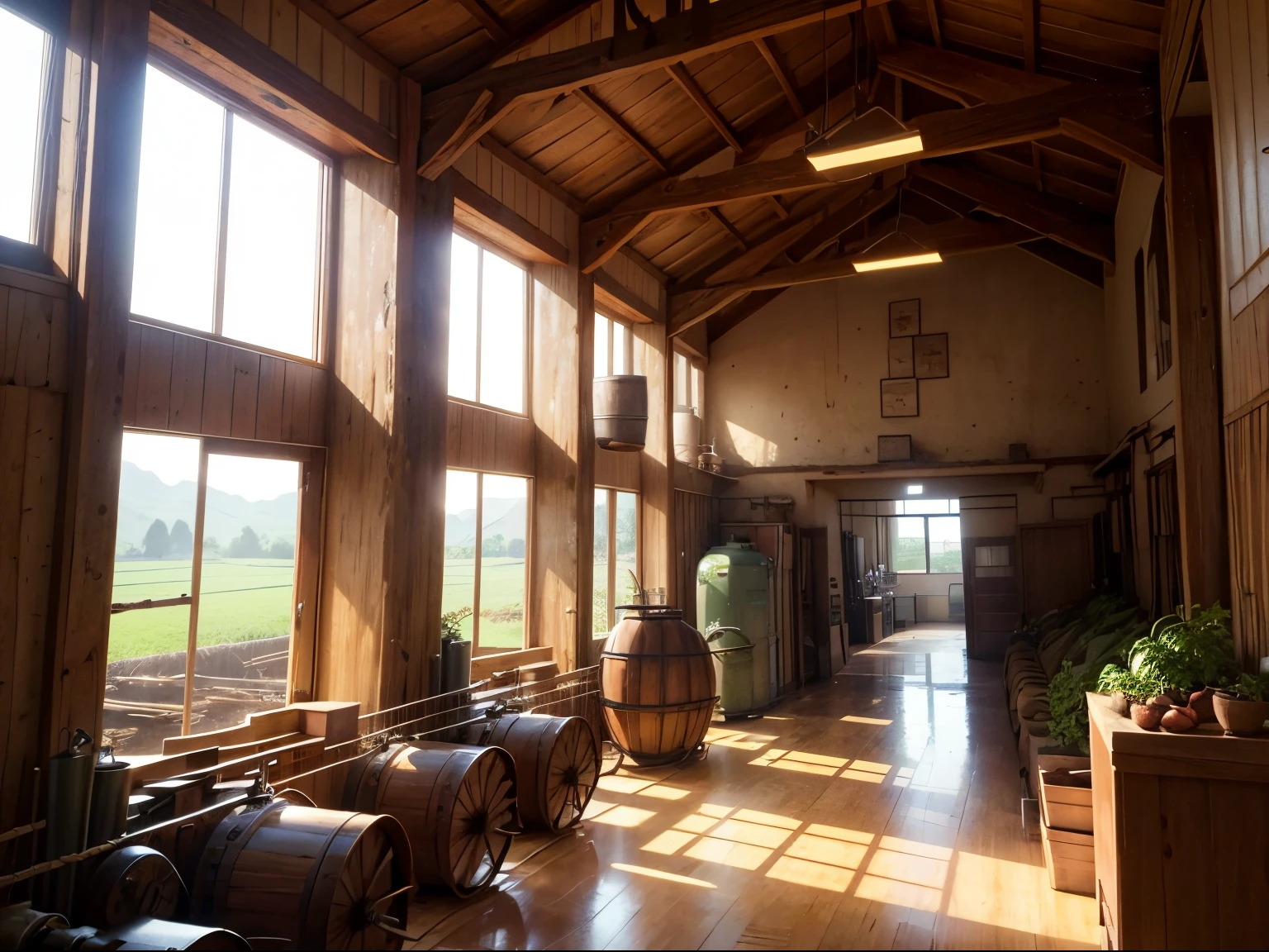 Indoor environment of a rural area containing a sugarcane grinder.
