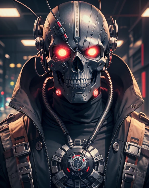 1man, front, portrait half body of muscular ludenskojima, science fiction, skull mask, hose, black gloves, debris, ruins, detail, realistic, ornate, half upper body, bokeh, blurry background, blue and orange light, <lora:ARWLudensKojima:1>  <lora:add_detail:0.6>