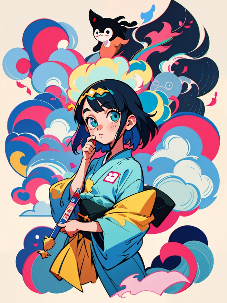 um desenho，A girl with many different expressions on her face,Expressions portray details，Super fine Japanese illustrator, illustration style, estilo de arte encantador, full-colour illustration, Digital anime illustration, colorful illustrations, arte detalhada bonito, cute illustration, illustration Anime style, 2d illustration, 2 d gouache illustration, 2d illustration, autor：Ryan Yee, Graphic anime illustration, 2d digital illustration, anime illustration