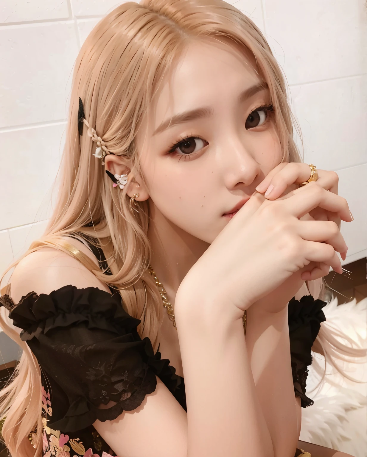 Mujer rubia con el pelo largo y un collar en el cuello, Parque Roseanne de Blackpink, Retrato de Jossi de Blackpink, Jossi de Blackpink, Ava Max, Sun Yunjoo, Heonhwa Choe, Jaeyeon Nam, Kim Doyoung, Taejune Kim, Retrato Jisoo Blackpink, Jisoo de Blackpink, su cabello blanco, Jisoo de Blackpink, Jinyoung Shin