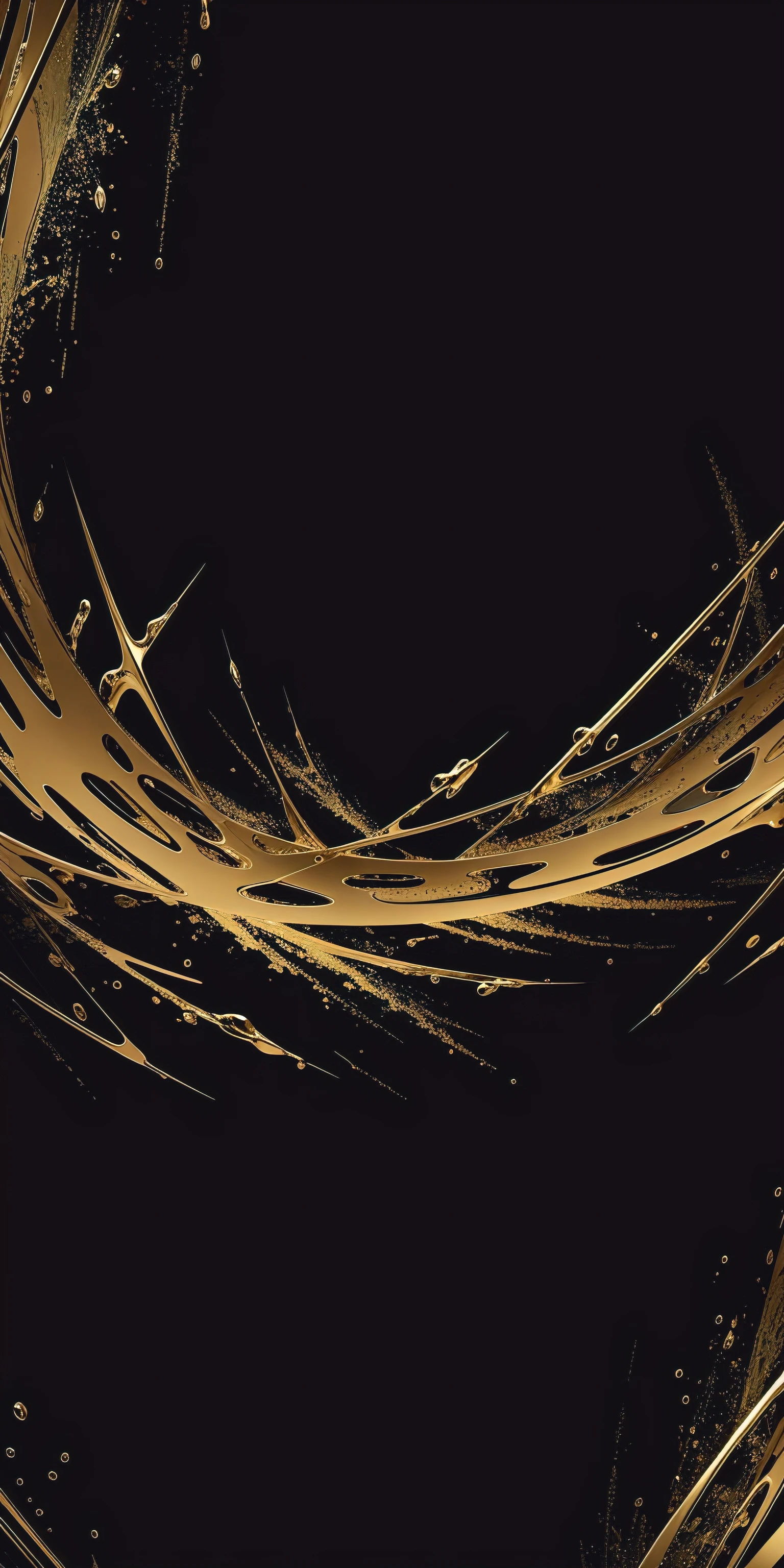 (masterpiece, best quality, ultra-detailed, 8k wallpaper), abstract splashes of colors, black and gold, vibrant, sharp