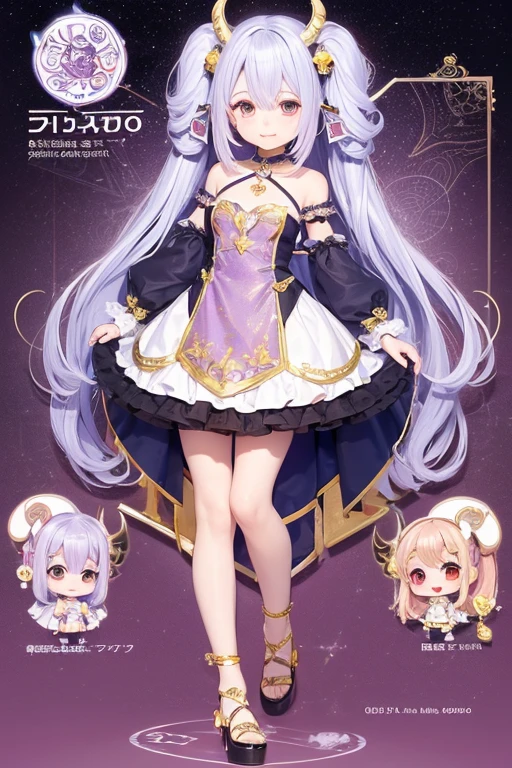 (Same character, front, side, back), (full body); 3d; cute; 3d toy art; anime style; chibi style; glitter; horoscope sign Aries goddess; Ram details; ♈ symbol;