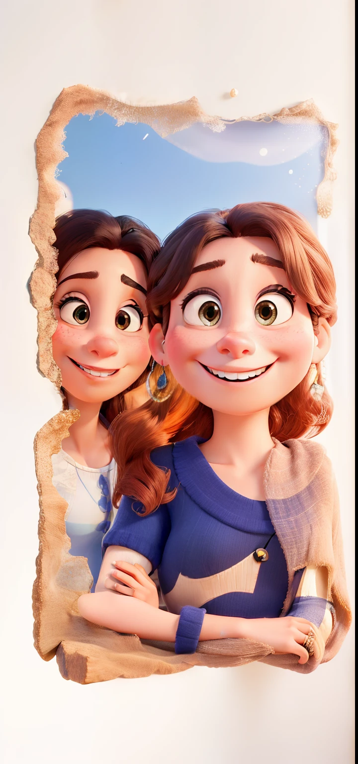 A Woman Smiling with a Serious Girl Disney Pixar Style, alta qualidade, melhor qualidade