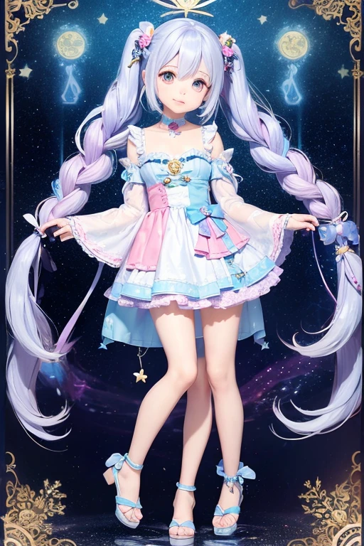 (Same character, front, side, back), (full body); 3d; cute; 3d toy art; toy art; anime style; glitter; horoscope sign Aquarius; Water Bearer details; ♒ symbol