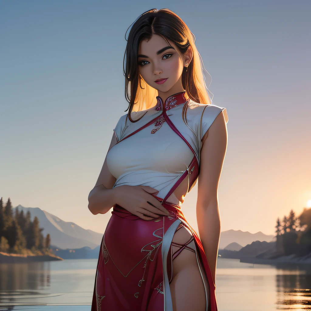 (Extremely detailed 8k wallpaper:2), (photo:2), (soigne Beautiful girl:2), (gives a lecture to friends:2), detailed (Face and eyes), (hyper realistic:1), (highly detailed:1), (epic realistic:1), rim light, (maximum details:1), cozy, (fullbody:1.3), (looking at viewer:2), (Woman's Attractive Qualities:2), (Attractive Woman:2), (Attractive:2), Smile, Intelligence, Empathy, Gracefulness, Sense of Style, Fitness, Grooming, Optimism, (Sensitivity:2), Sincerity, Romantic Gestures, Playfulness, Fashion Sense, (Sensuality:2), Charm, Modesty, Thoughtfulness, (Femininity:1), Flirtatiousness, Warmth, (Physical attractiveness:2), A beautiful smile, A love of life, strength and power, vulnerability, curiosity, wonder, love, (nature background:2), kawaii, waifu, Beautiful breasts, (attractive body:2), (Beautiful body:2), Beautiful pose, attractive pose, (Beautiful legs:1.0), (spread legs:1.0), (Beautiful clothes:1), (classic clothes:2), (elegant clothes:2), (European clothes:2), detailed clothes, (skirt:1), (blouse:1), (provocative pose)