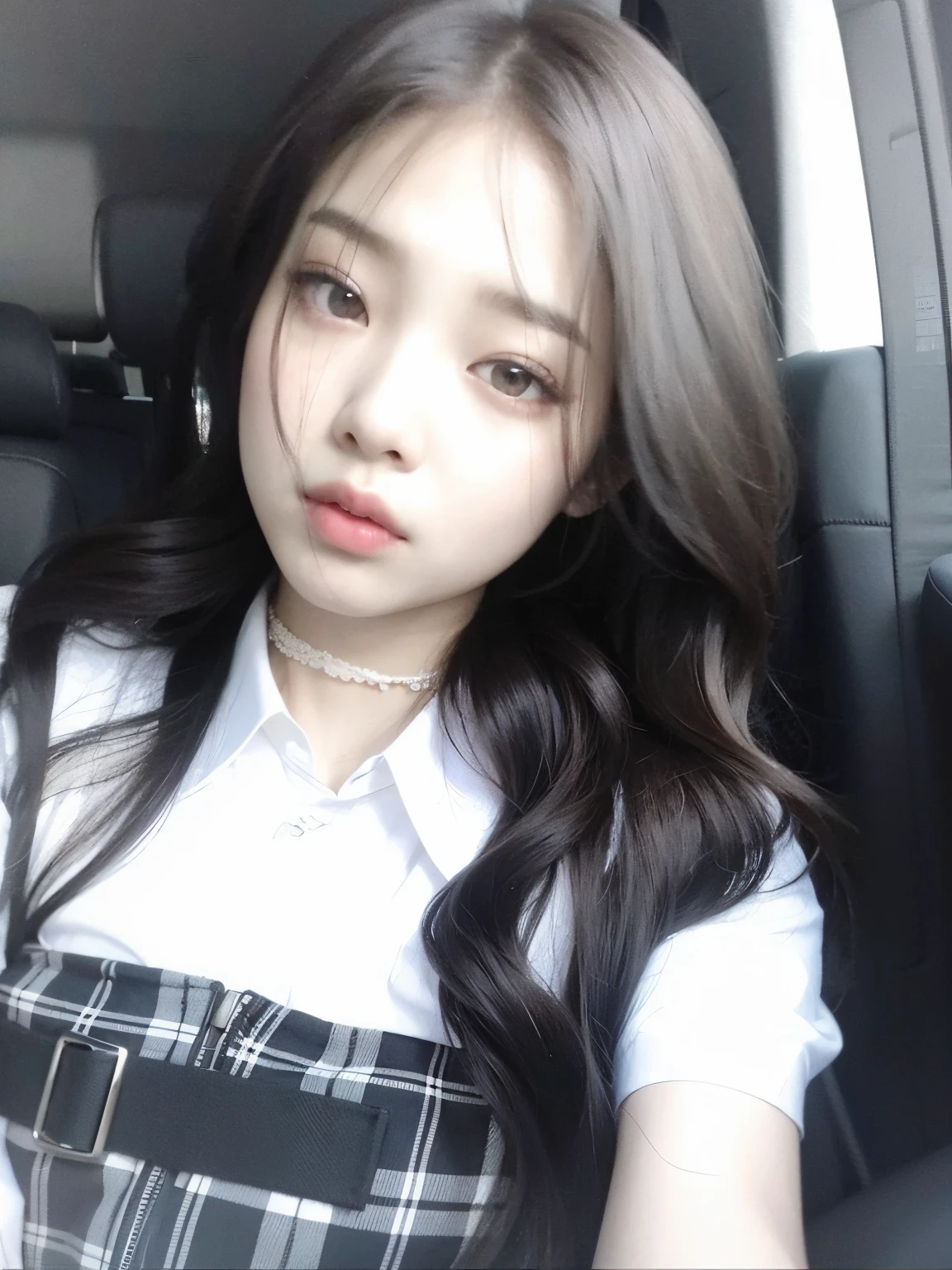 arafed asian girl with long hair sitting in a car, blackpink jennie, ulzzang, jaeyeon nam, jossi of blackpink, leaked image, jinyoung shin, roseanne park of blackpink, ☁🌪🌙👩🏾, heonhwa choe, tumblr, wan adorable korean face, #oc, # oc, sun yunjoo, park ji-min