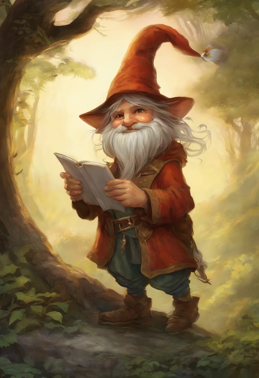 a close up of a cartoon gnome with a hat and a bag, concept art by Tony DiTerlizzi, Artstation contest winner, lowbrow, brian froud juan gimenez, portrait of a gnome called eldon, jean - baptiste monge, brian froud style, monge jean-baptiste monge, jean baptiste monge