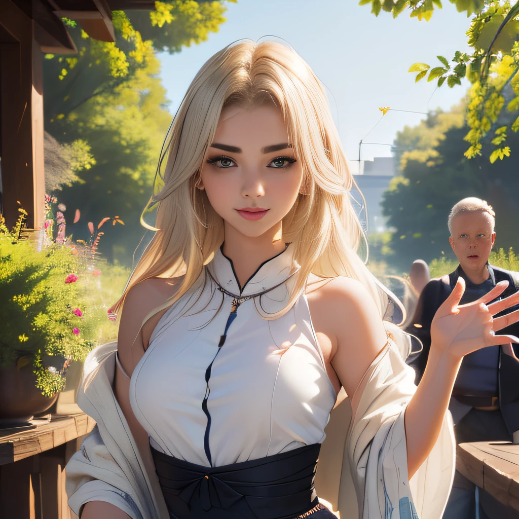 (Extremely detailed 8k wallpaper:2), (photo:2), (soigne Beautiful girl:2), (gives a lecture to friends:2), detailed (Face and eyes), (hyper realistic:1), (highly detailed:1), (epic realistic:1), rim light, (maximum details:1), cozy, (fullbody:1.3), (looking at viewer:2.0), (Woman's Attractive Qualities:2), (Attractive Woman:2), (Attractive:2), Smile, Intelligence, Empathy, Gracefulness, Sense of Style, Fitness, Grooming, Optimism, (Sensitivity:2), Sincerity, Romantic Gestures, Playfulness, Fashion Sense, (Sensuality:2), Charm, Modesty, Thoughtfulness, (Femininity:1), Flirtatiousness, Warmth, (Physical attractiveness:2), A beautiful smile, A love of life, strength and power, vulnerability, curiosity, wonder, love, (nature background:2), kawaii, waifu, Beautiful breasts, (attractive body:2), (Beautiful body:2), Beautiful pose, attractive pose, (Beautiful legs:1.0), (spread legs:1.0), (Beautiful clothes:1), (classic clothes:2), (elegant clothes:2), (European clothes:2), detailed clothes, (skirt:1), (blouse:1), (provocative pose)