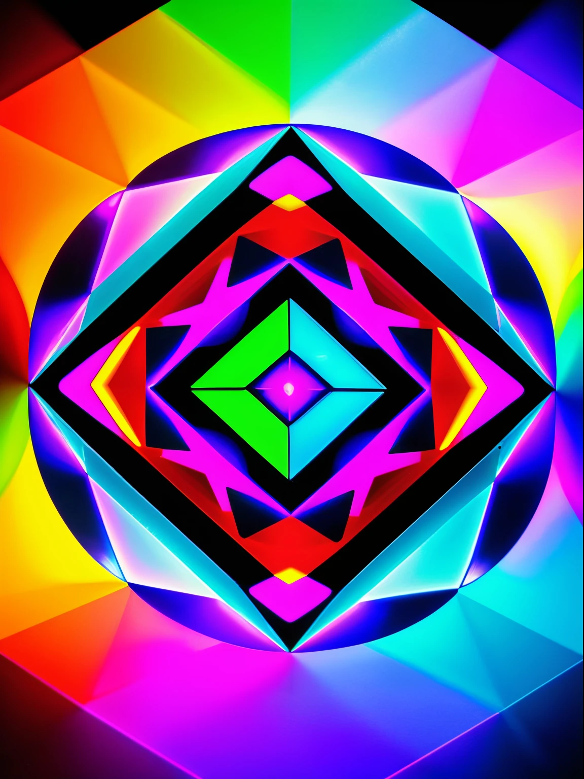 Digitale Kunst, von IrinaKapi. neonleuchtendes paradoxes Psychedelikum, magische multiversale Verzerrungen, optical illusion, swirling Hypercubes, Meisterwerk, sexy, lustfull,