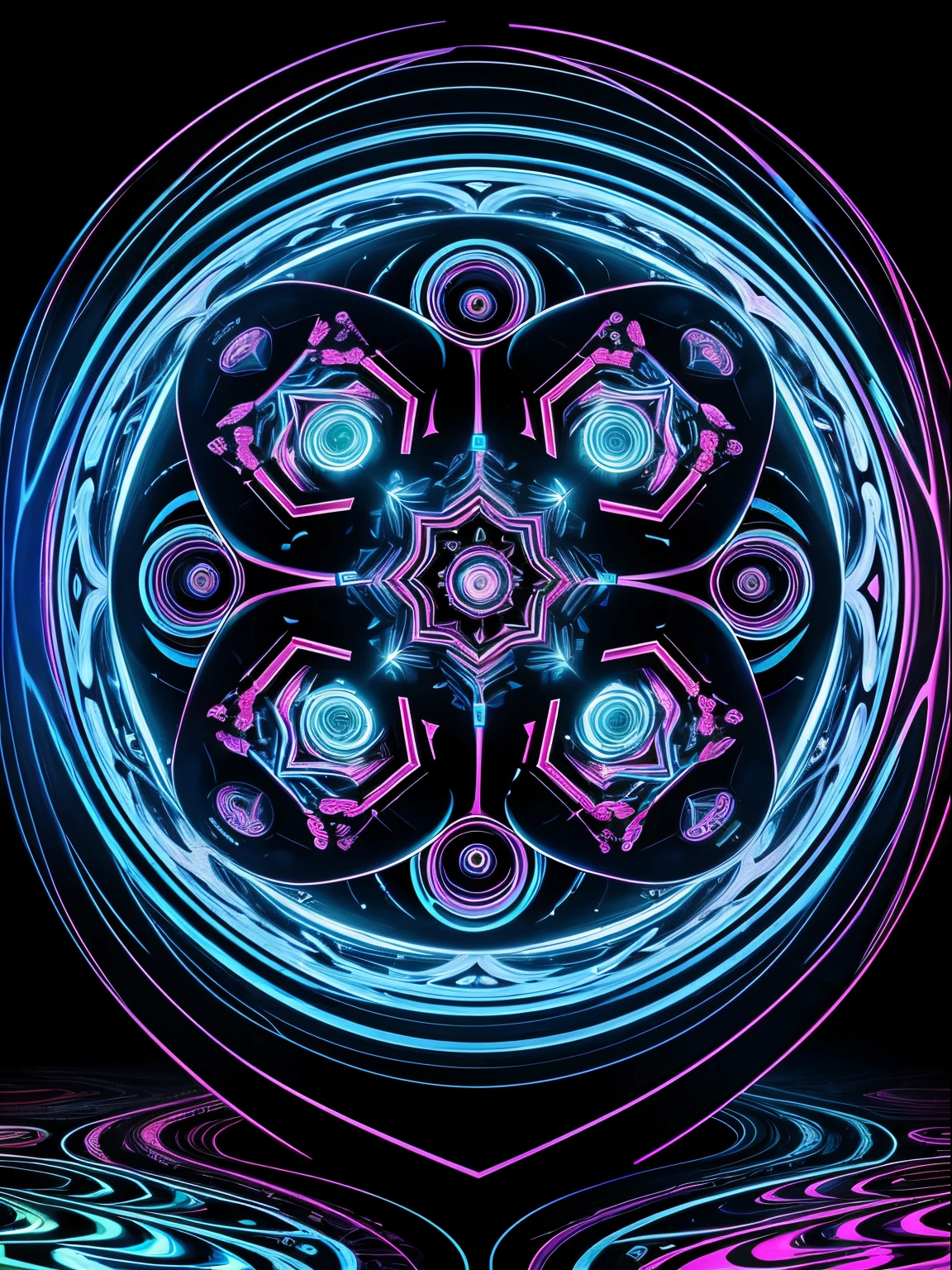 Digitale Kunst, von IrinaKapi. neonleuchtendes paradoxes Psychedelikum, magische multiversale Verzerrungen, optical illusion, swirling Hypercubes, Meisterwerk