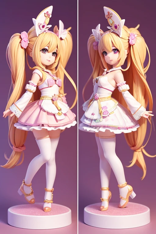 (Same character, front, side, back), (full body); 3d; cute; 3d toy art; toy art; anime style; glitter; horoscope sign Libra; Balance details; ♎ symbol