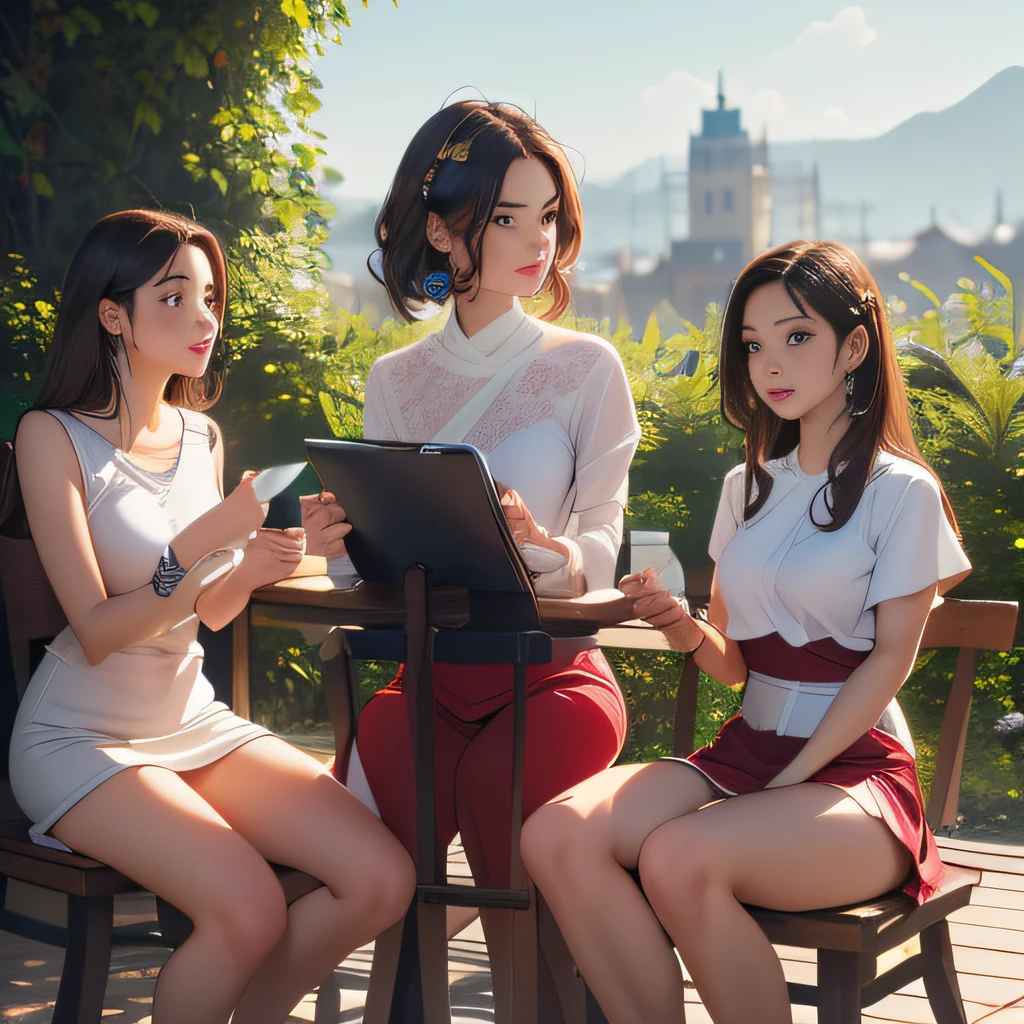 (Extremely detailed 8k wallpaper:2), (photo:2), (soigne Beautiful girl:2), (gives a lecture to friends:2), detailed (Face and eyes), (hyper realistic:1), (highly detailed:1), (epic realistic:1), rim light, (maximum details:1), cozy, (fullbody:1.3), (looking at viewer:2.0), (Woman's Attractive Qualities:2), (Attractive Woman:2), (Attractive:2), Smile, Intelligence, Empathy, Gracefulness, Sense of Style, Fitness, Grooming, Optimism, (Sensitivity:2), Sincerity, Romantic Gestures, Playfulness, Fashion Sense, (Sensuality:2), Charm, Modesty, Thoughtfulness, (Femininity:1), Flirtatiousness, Warmth, (Physical attractiveness:2), A beautiful smile, A love of life, strength and power, vulnerability, curiosity, wonder, love, (nature background:2), kawaii, waifu, Beautiful breasts, (attractive body:2), (Beautiful body:2), Beautiful pose, attractive pose, (Beautiful legs:1.0), (spread legs:1.0), (Beautiful clothes:1), (classic clothes:2), (elegant clothes:2), (European clothes:2), detailed clothes, (skirt:1), (blouse:1), (provocative pose)